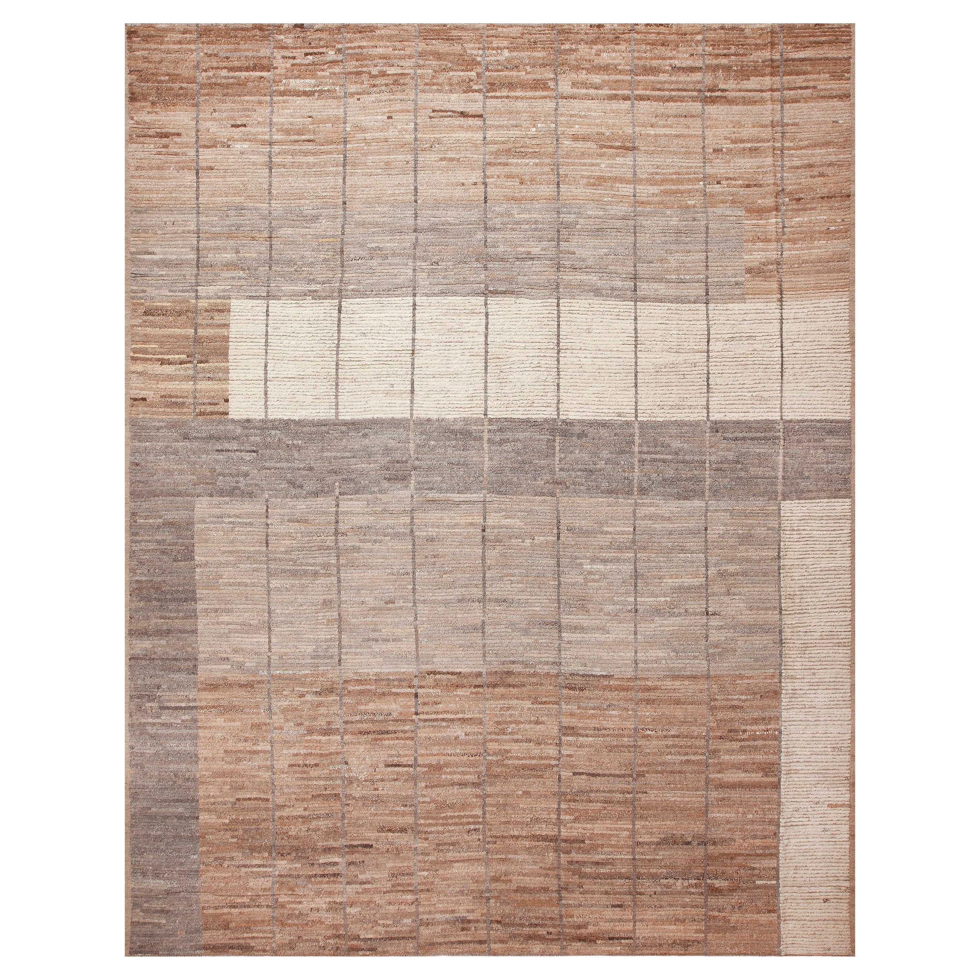 Nazmiyal Kollektion Moderner geometrischer handgefertigter Teppich aus Wolle mit Flor 11'8" x 14'7"