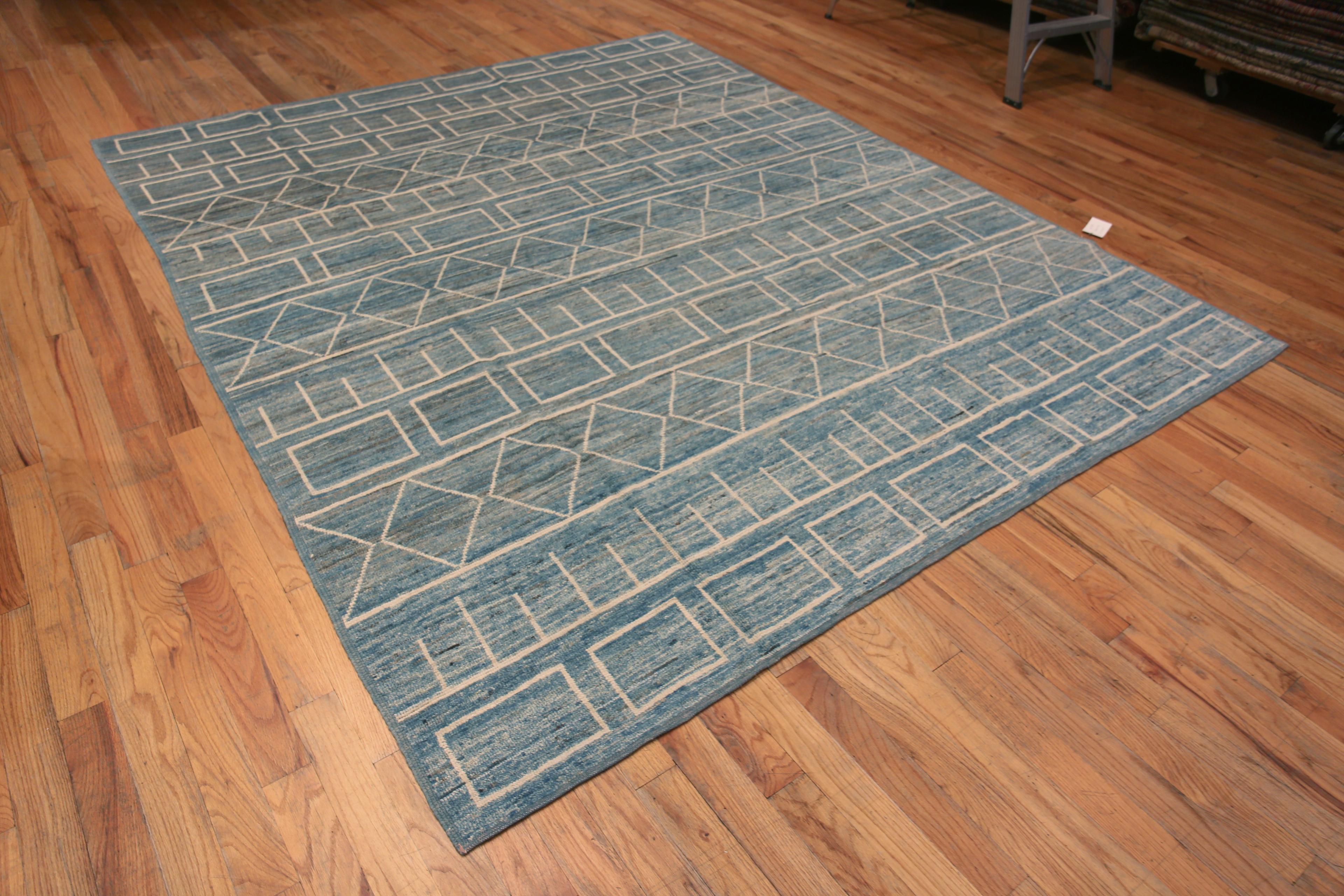 Nazmiyal Collection Modern Geometric Light Blue Tribal Area Rug 8'7