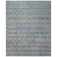 Tappeto moderno Geometrico Tribale Azzurro Collection Nazmiyal Collection 8'7" x 10'1"