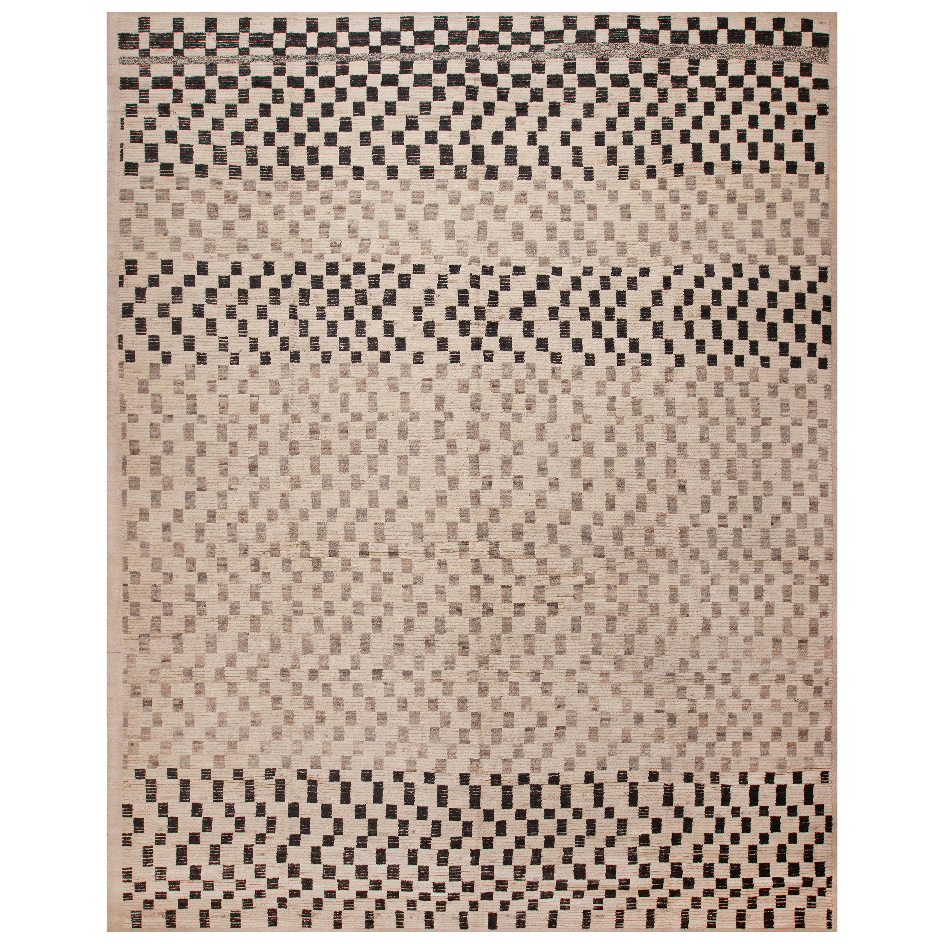 Nazmiyal Collection Tappeto per l'area moderno grigio nero a scacchiera 13'2" x 16'