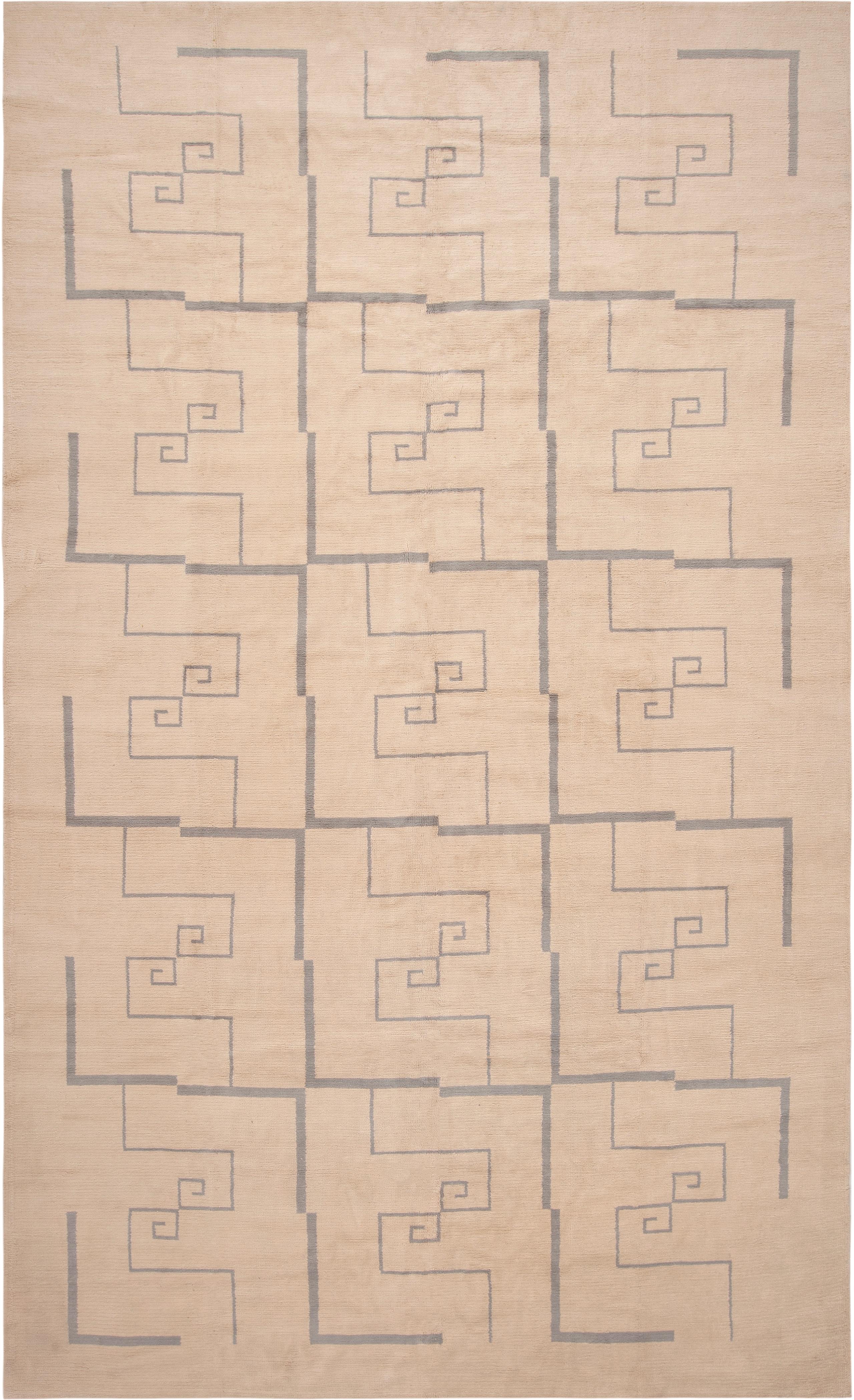 Hand-Knotted Nazmiyal Collection Modern Greek Key Influenced Rug 9'3