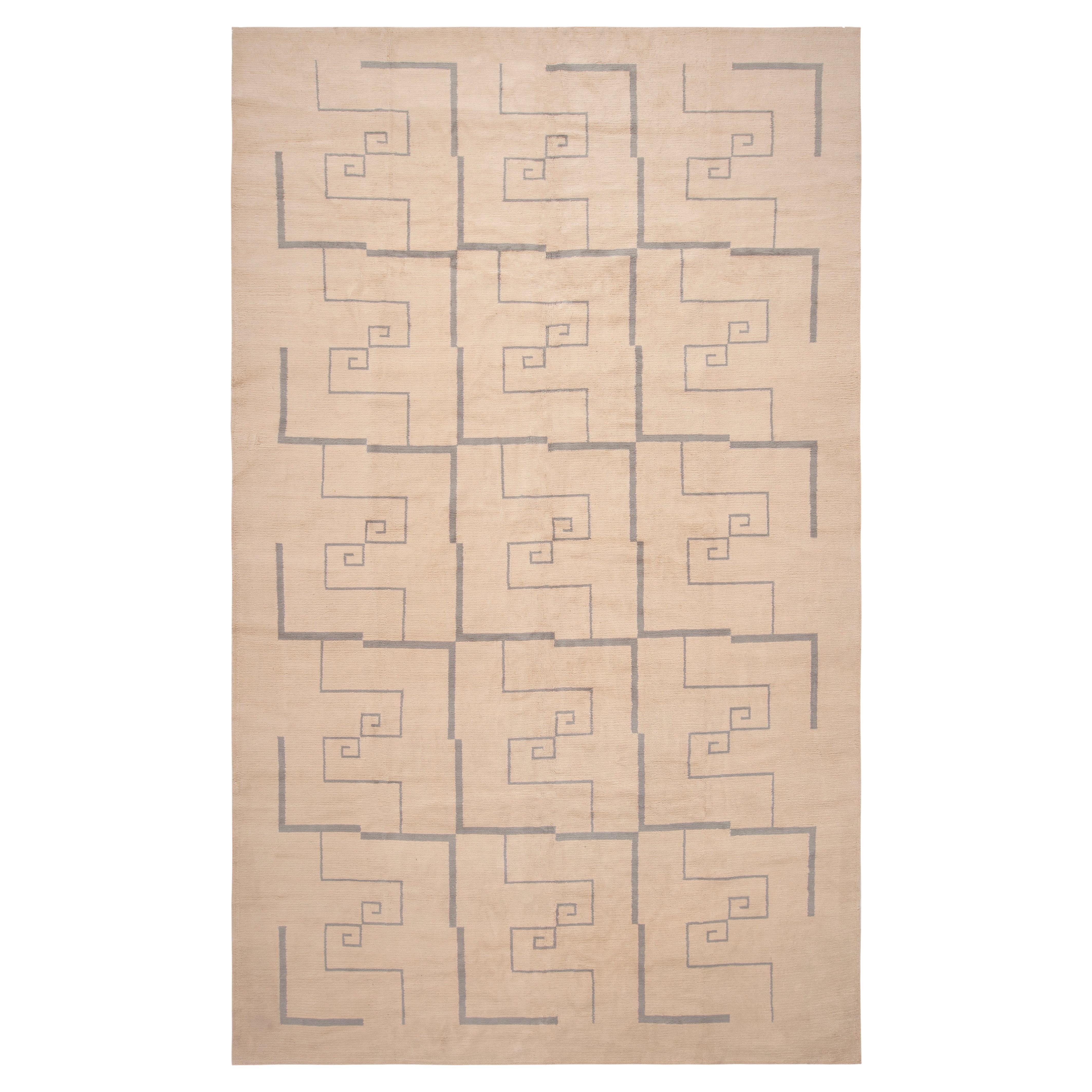 Nazmiyal Collection Modern Greek Key Influenced Rug 9'3" x 15' For Sale