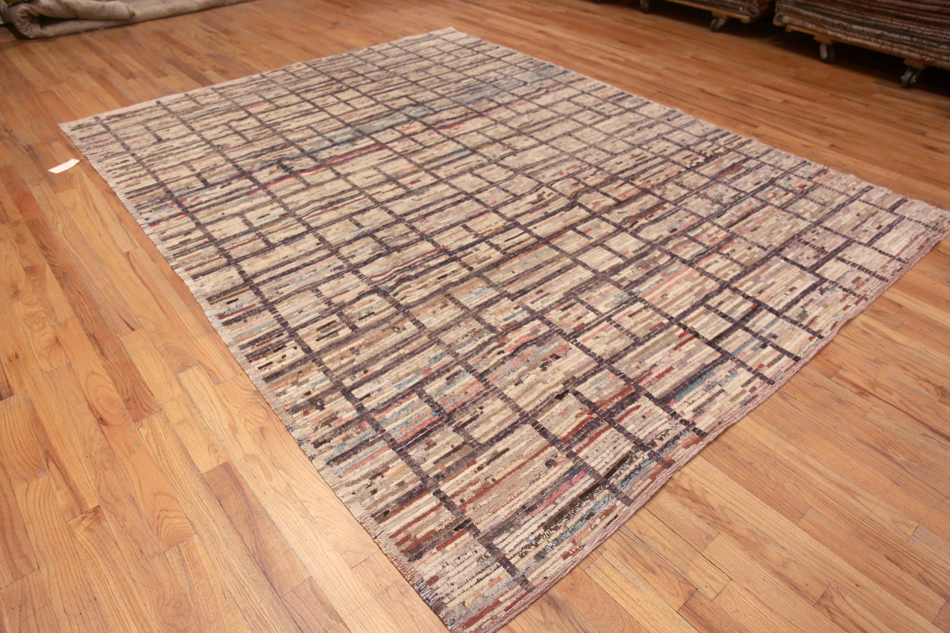 Contemporary Nazmiyal Collection Modern Grid Design Wool Pile Handmade Area Rug 9'3