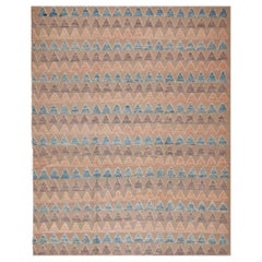 Collection Nazmiyal, tapis moderne à poils hauts et bas à motifs géométriques à chevrons 9'6" x 12'