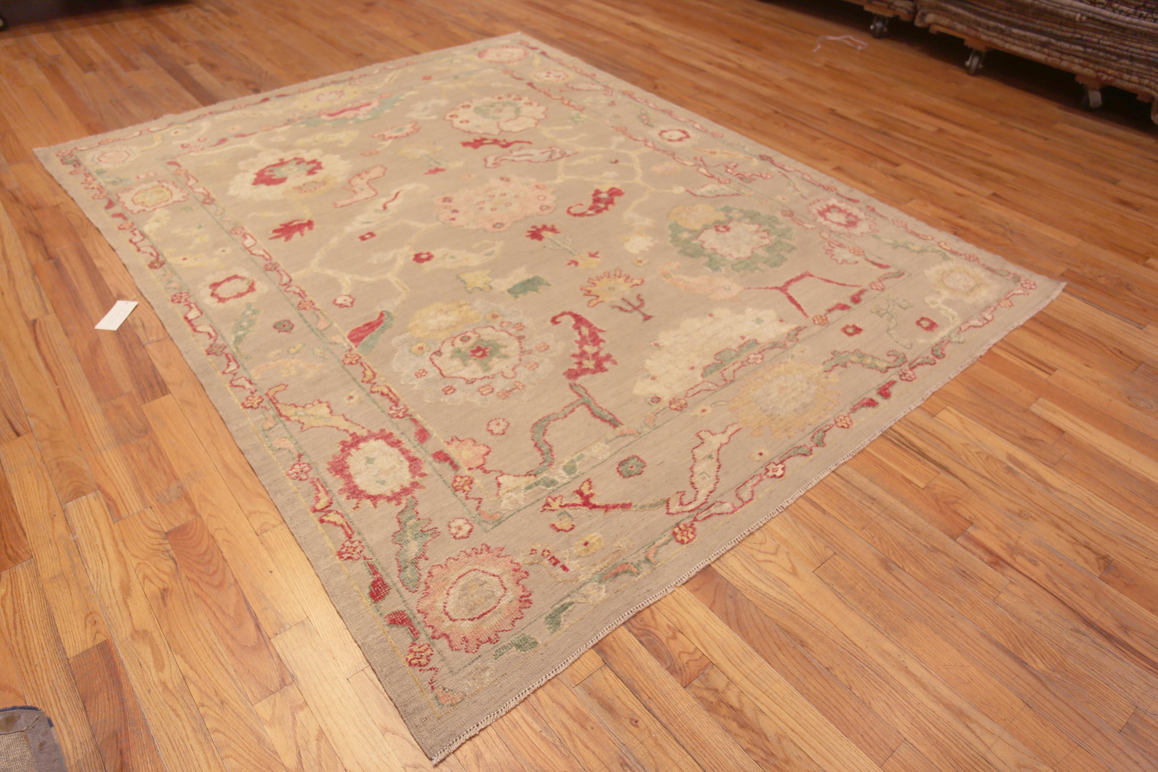 Beautifully Refined Decorative Modern Large Scale Turkish Oushak Design Room Size Area Rug, Country of Origin: Central Asia, Circa Date: Modern Rug 