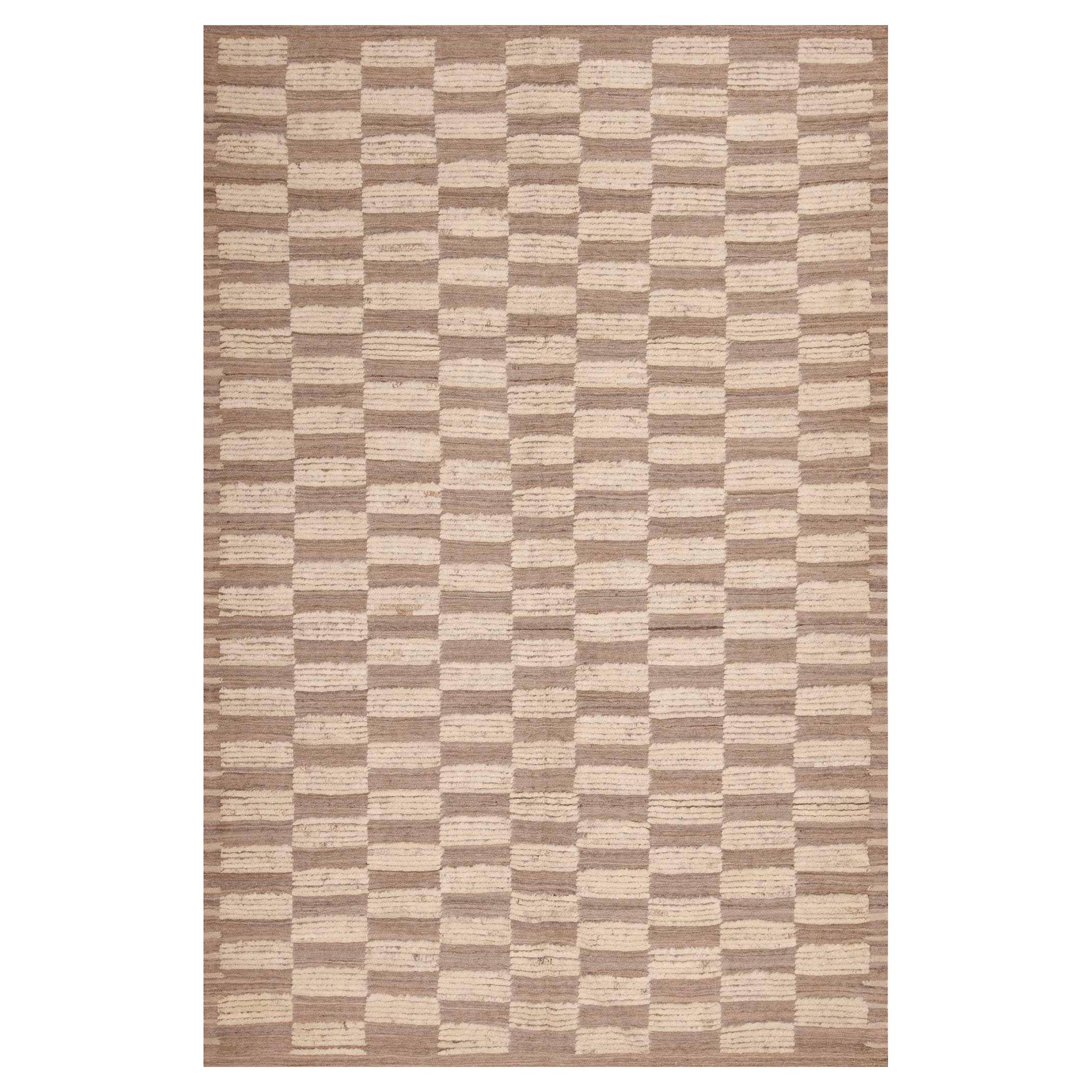 Nazmiyal Kollektion Moderner hellgrauer und elfenbeinfarbener Teppich in Zimmergröße 6'6" x 9'6"