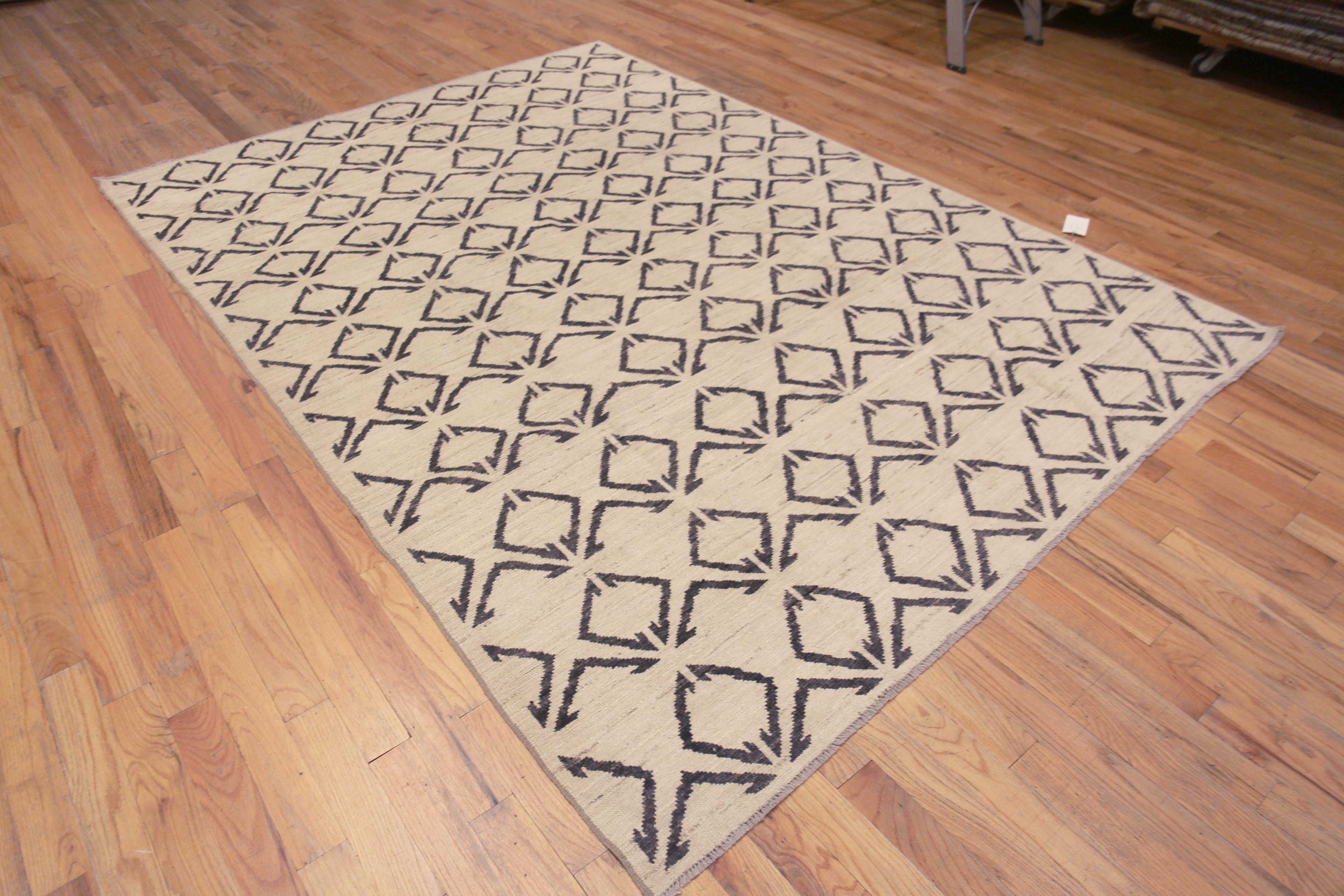 Hand-Knotted Nazmiyal Collection Modern Moroccan Berber Beni Ourain Design Rug 7'3