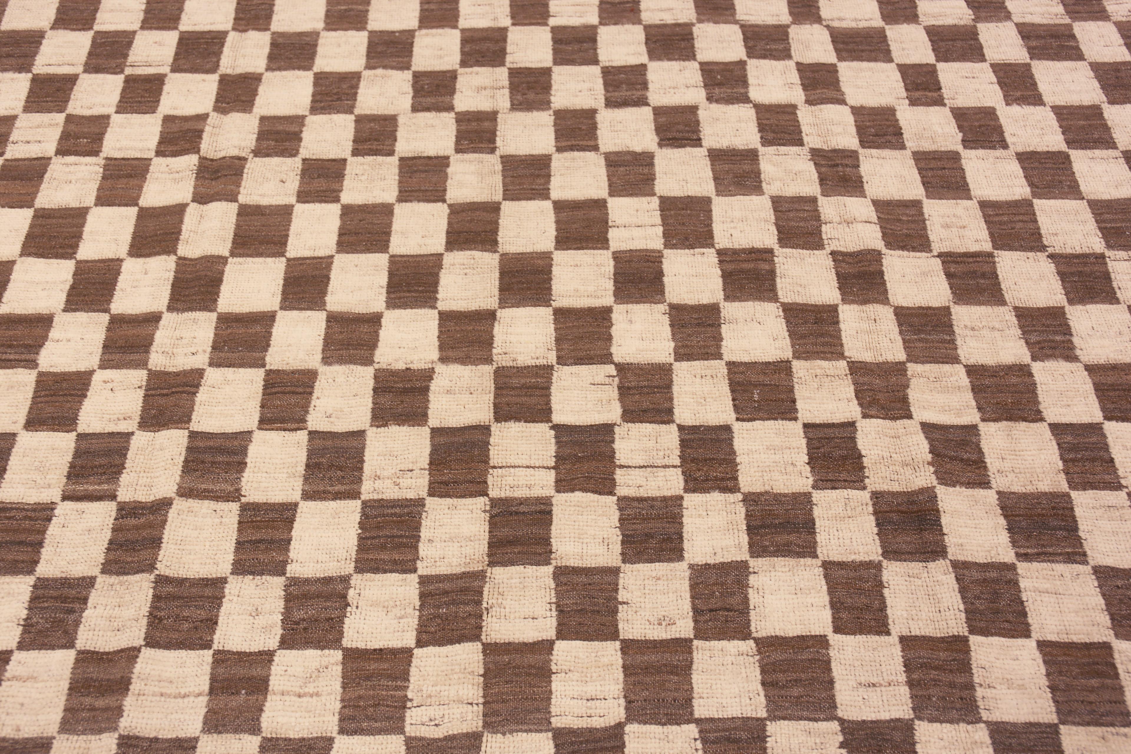 Nazmiyal Collection Modern Moroccan Checkerboard Design Area Rug 9'5
