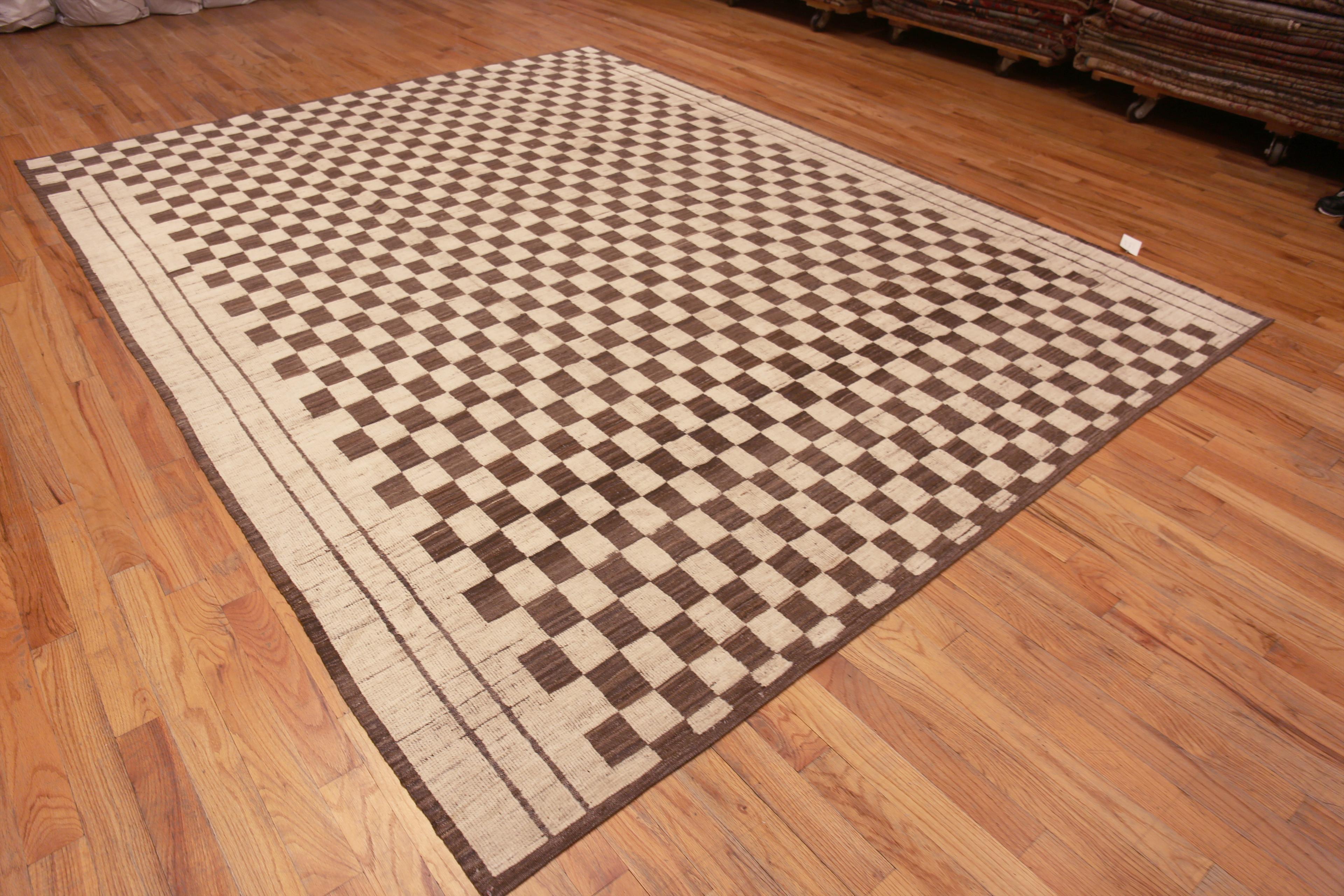 Wool Nazmiyal Collection Modern Moroccan Checkerboard Design Area Rug 9'5