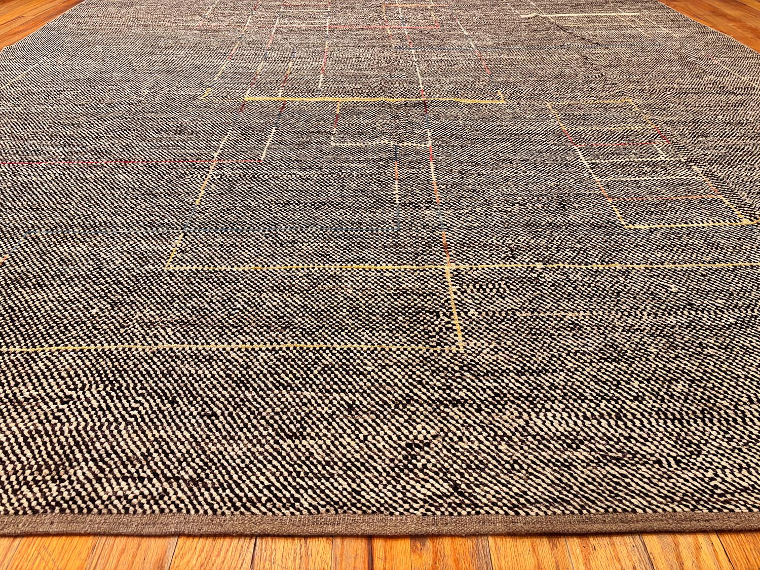 Nazmiyal Collection Moderne Neutralton Minimalist Teppich 8 ft 10 in x 11 ft 11 in (Wolle) im Angebot