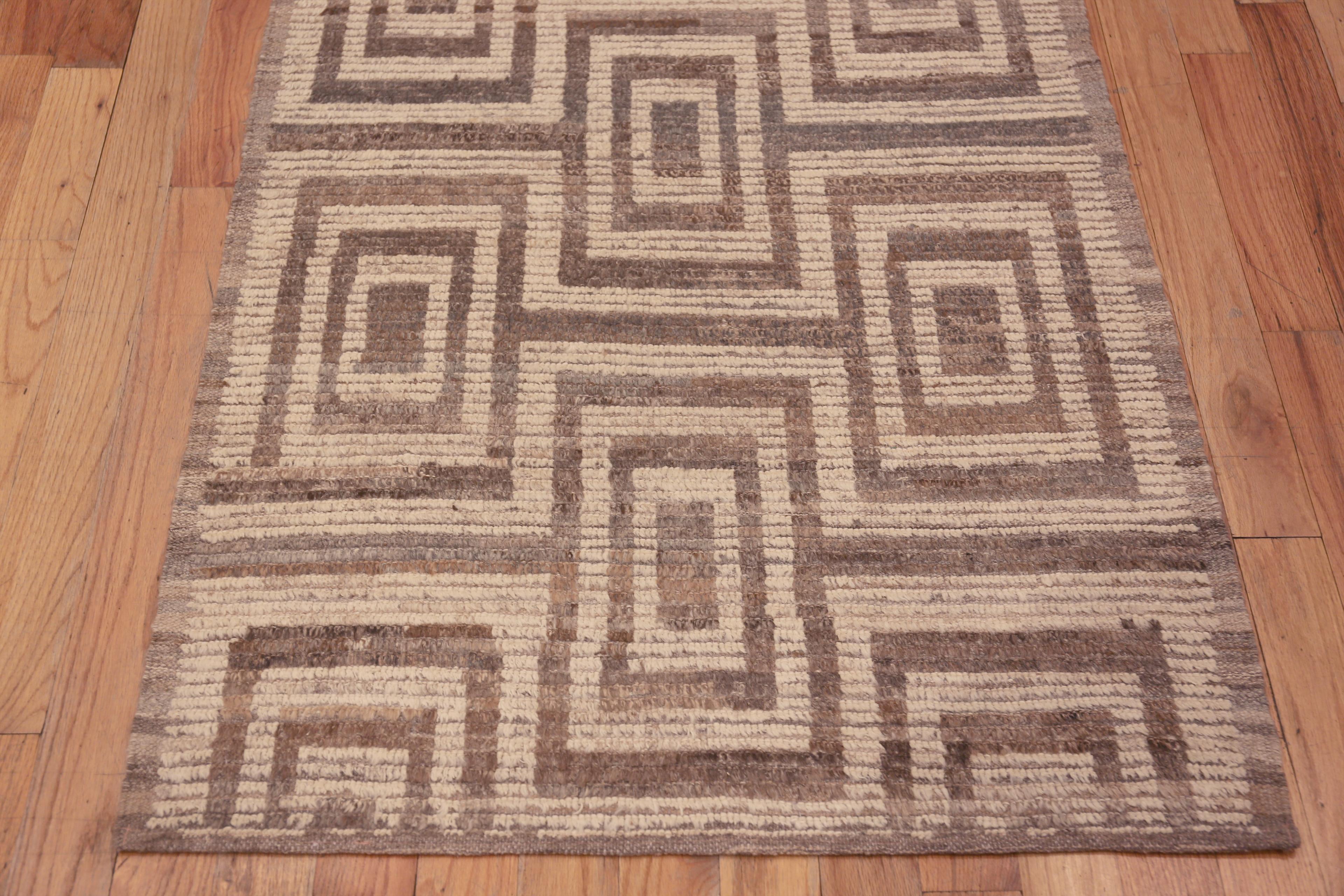 Central Asian Nazmiyal Collection Modern Neutral Tribal Geometric Runner Rug 3'4