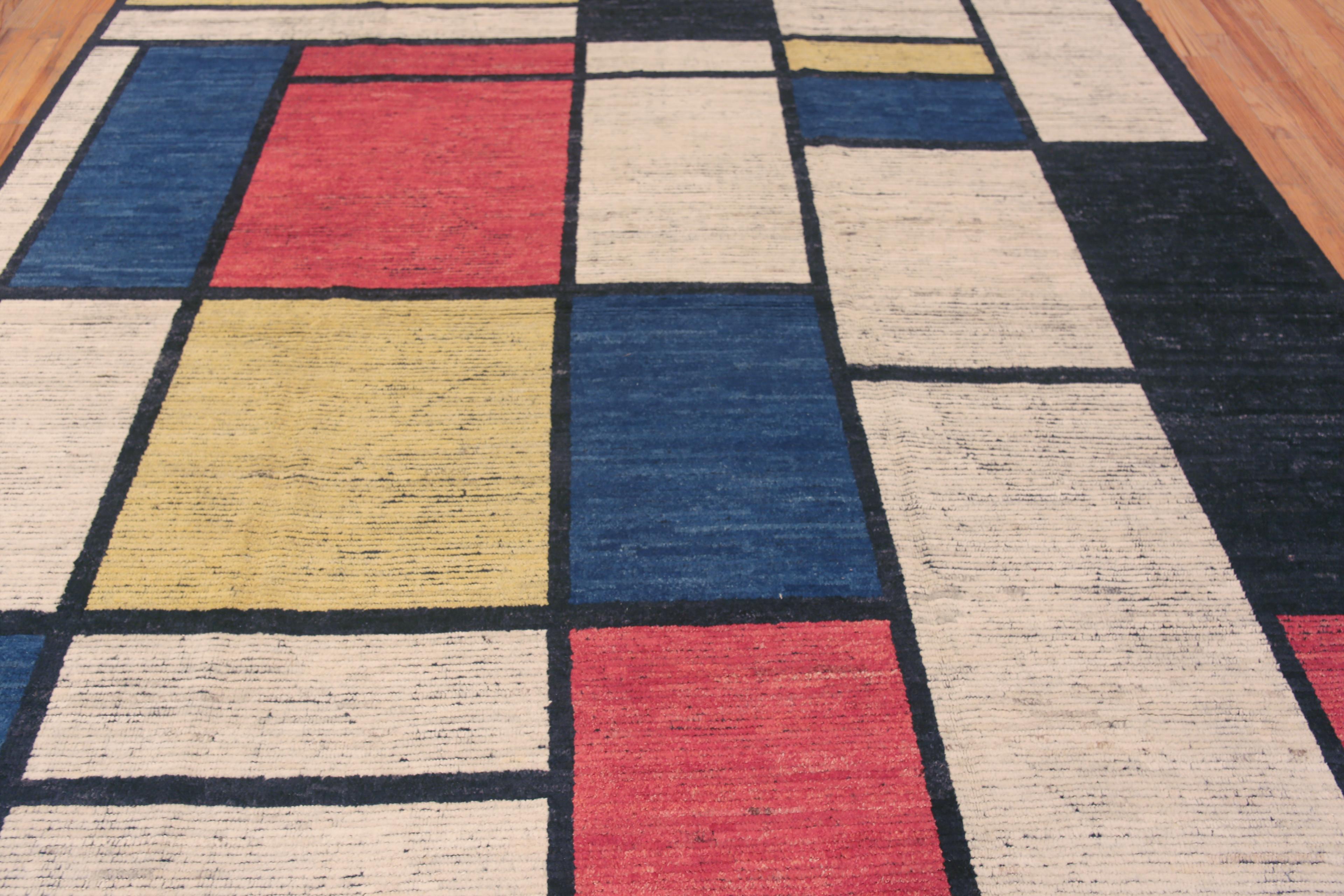 Hand-Knotted Nazmiyal Collection Modern Piet Mondrian Design Room Size Area Rug 9'5