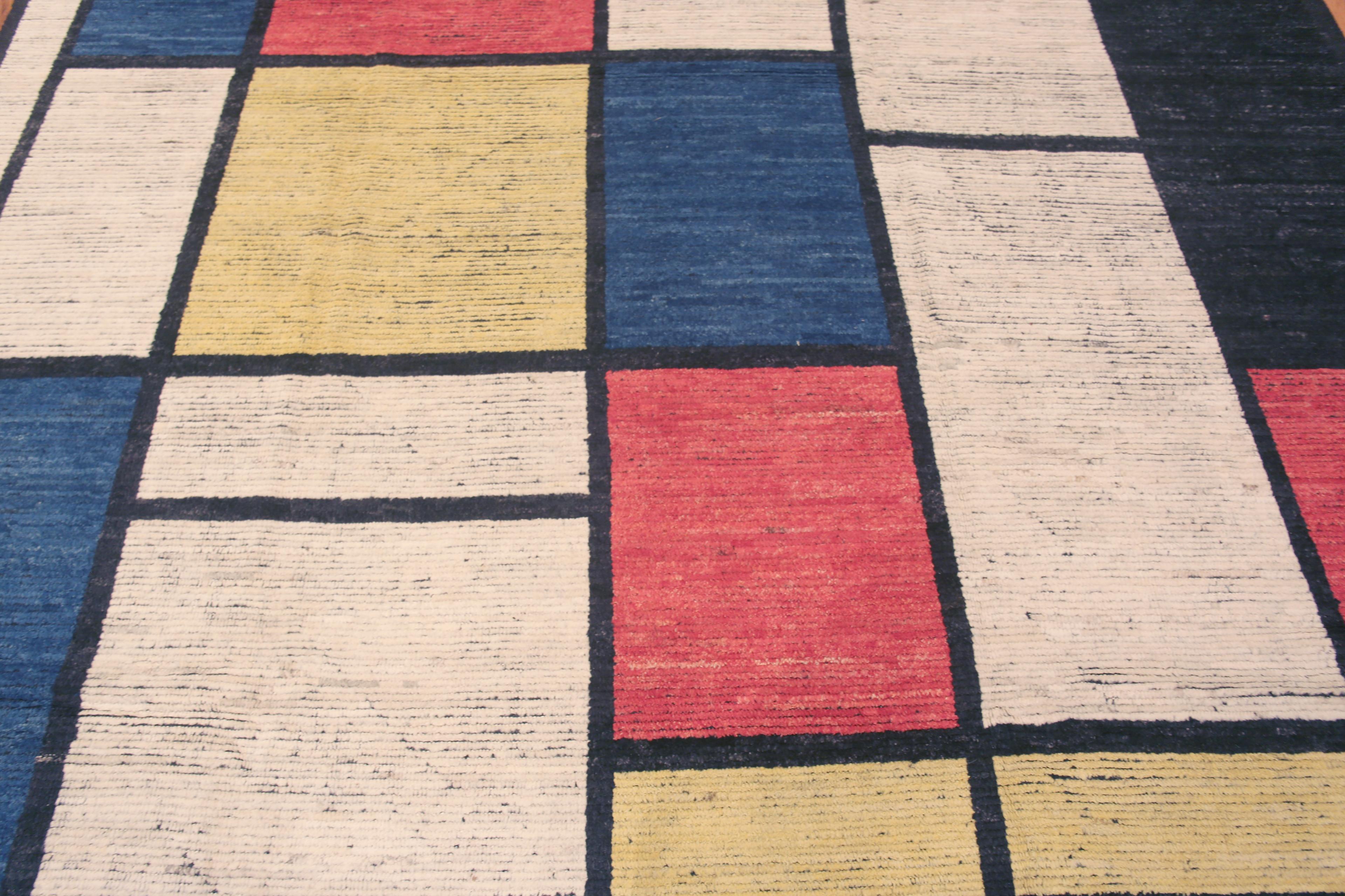 Noué à la main Collection Nazmiyal, design Piet Mondrian, taille de pièce 9'5