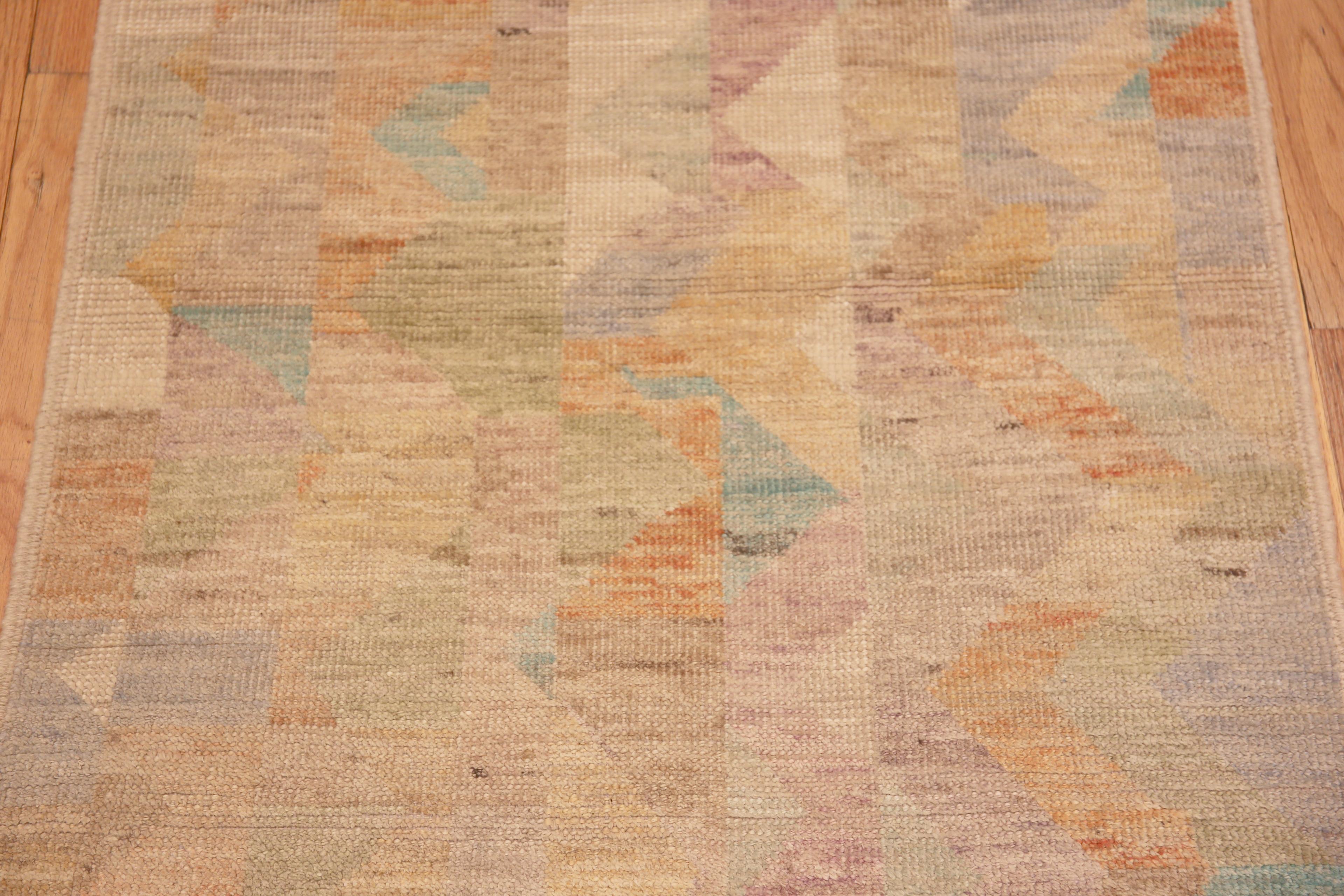 Noué à la main Collection Nazmiyal, tapis de couloir géométrique tribal rustique moderne 2'10