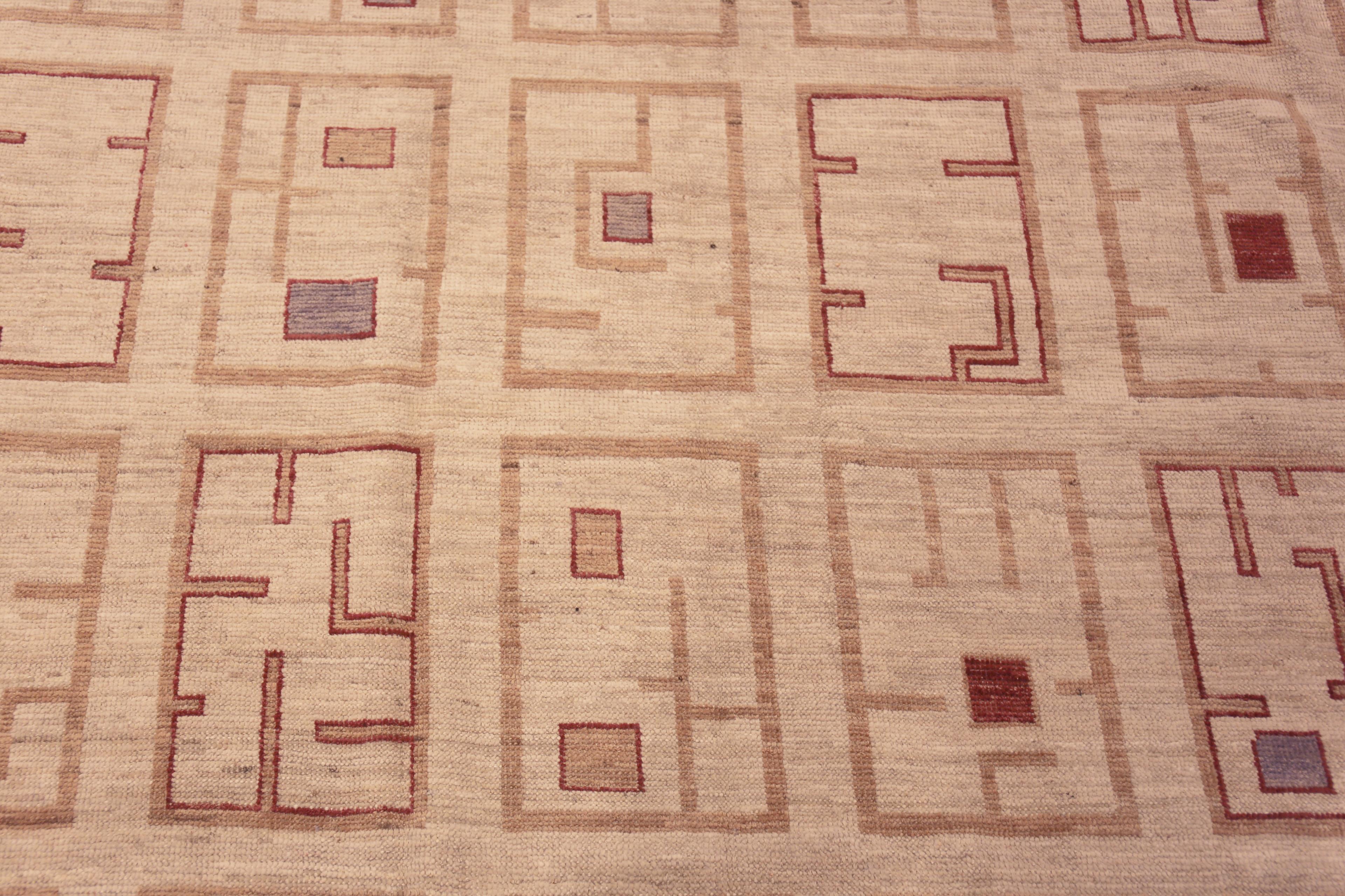 Centrasiatique Collection Nazmiyal, grille tribale rustique moderne, tapis géométrique 10'6