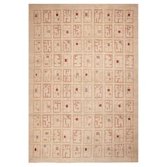 Moderner rustikaler geometrischer Teppich der Nazmiyal Kollektion mit Stammesgrau- Grid 10'6" x 15'2"