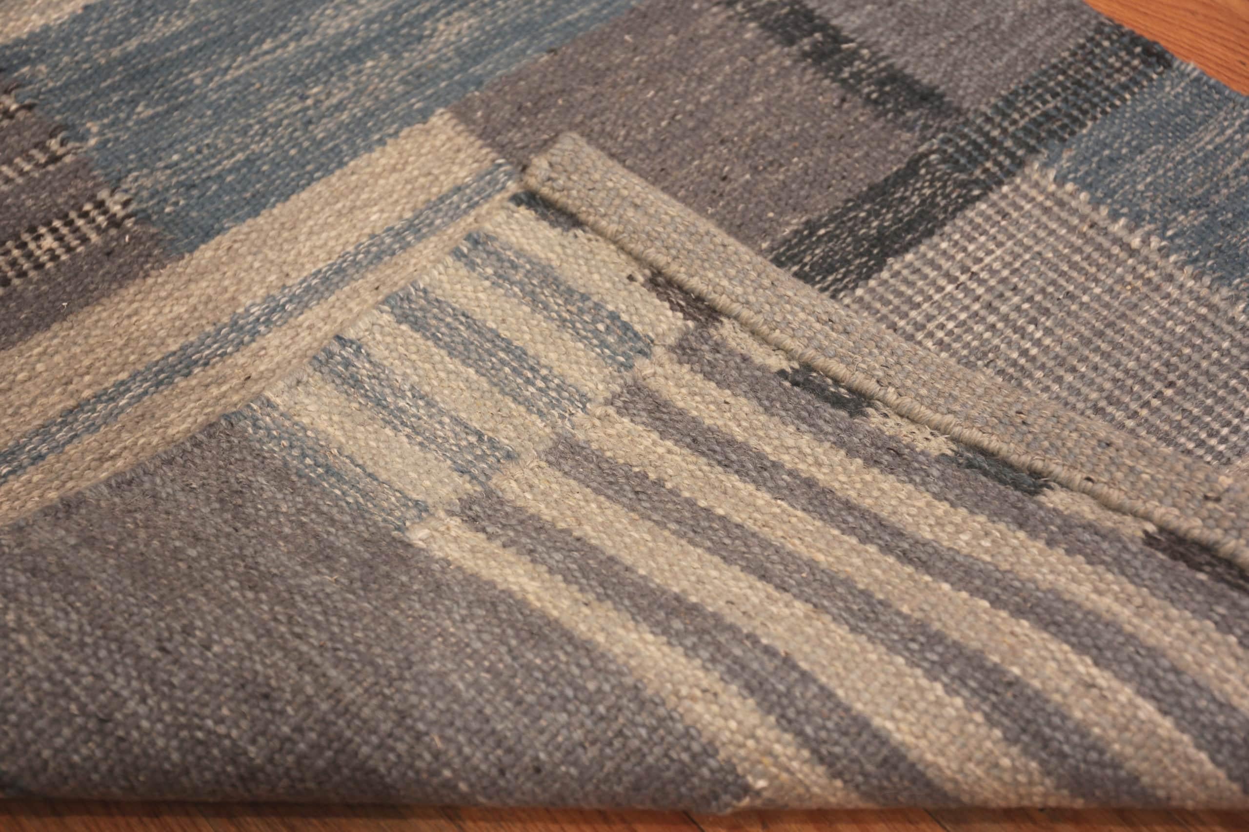 Contemporary Nazmiyal Collection Modern Swedish Inspired Kilim Runner. 3 ft 1 in x 12 ft 