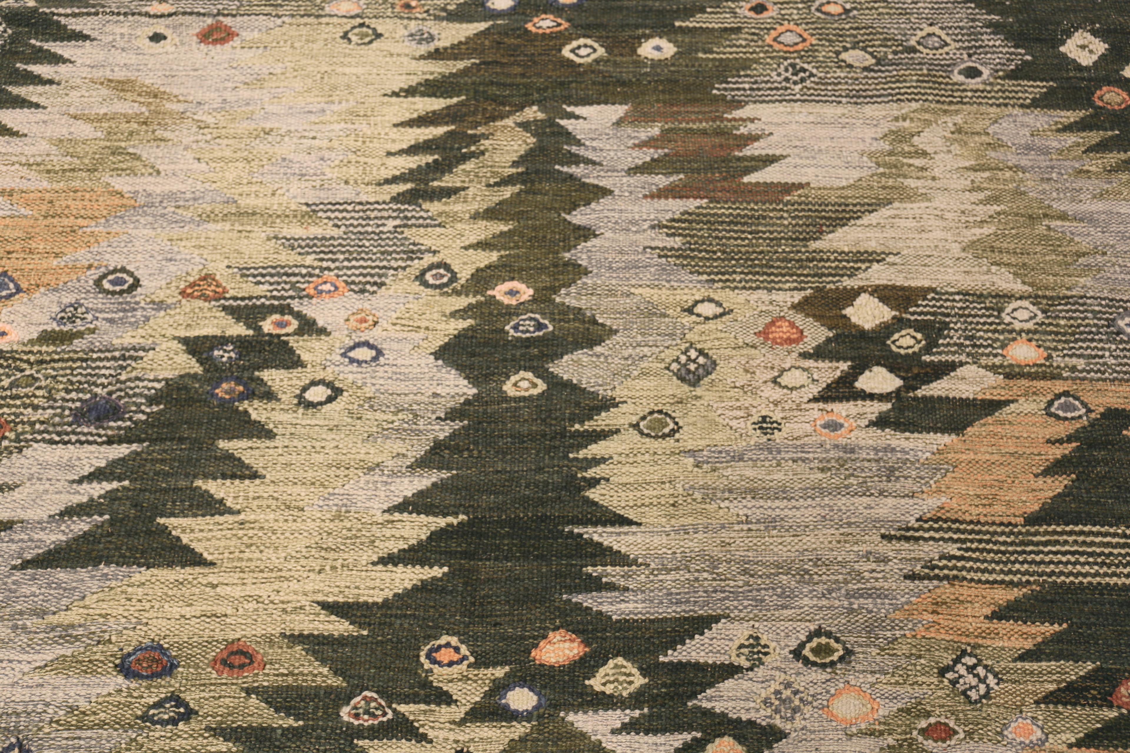 Kilim svedese moderno con disegno geometrico a zigzag, Paese d'origine: Asia centrale, Data di produzione: Moderna