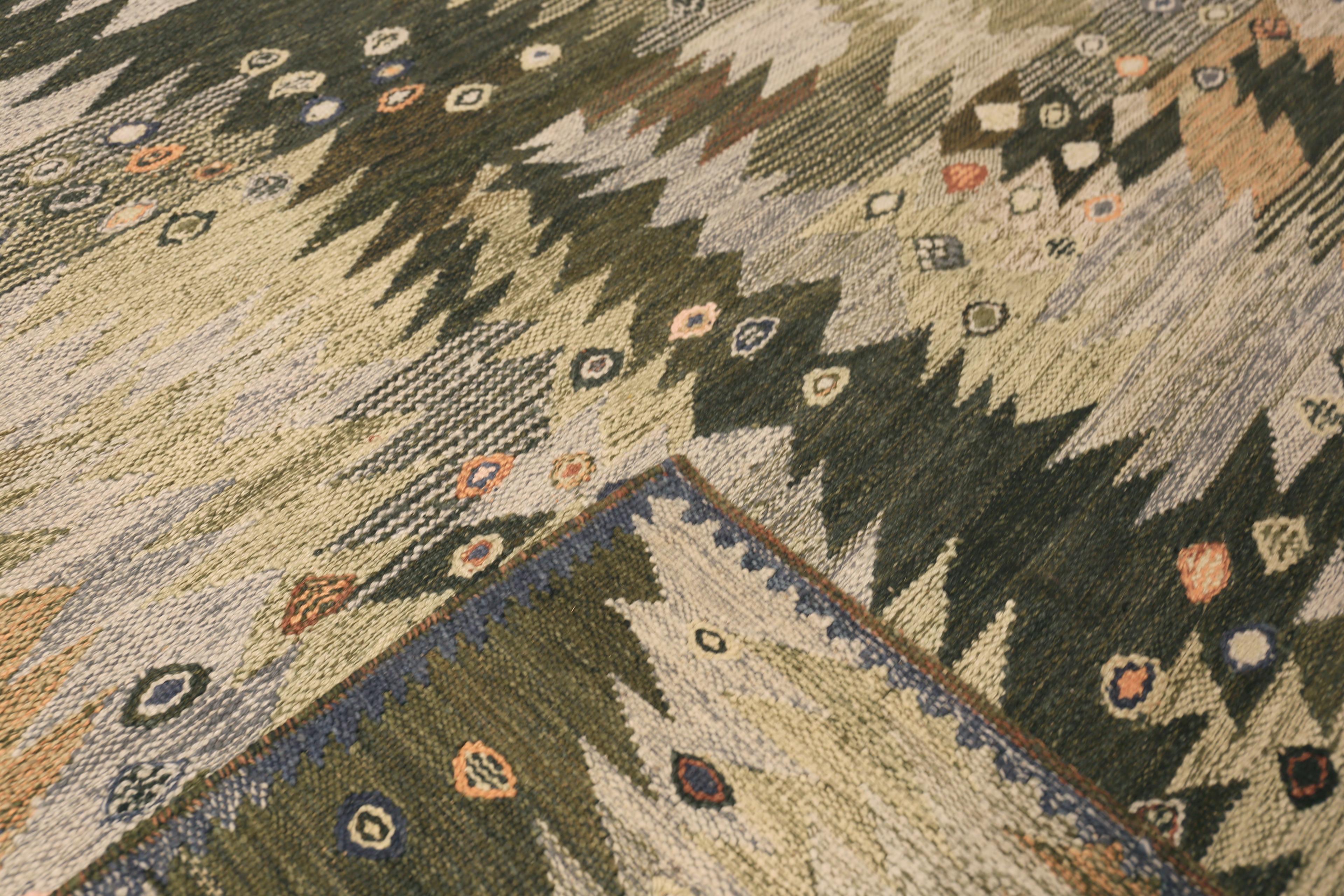 Annodato a mano Nazmiyal Collection Tappeto moderno svedese Kilim & Kilim 6 ft 3 in x 9 ft in vendita