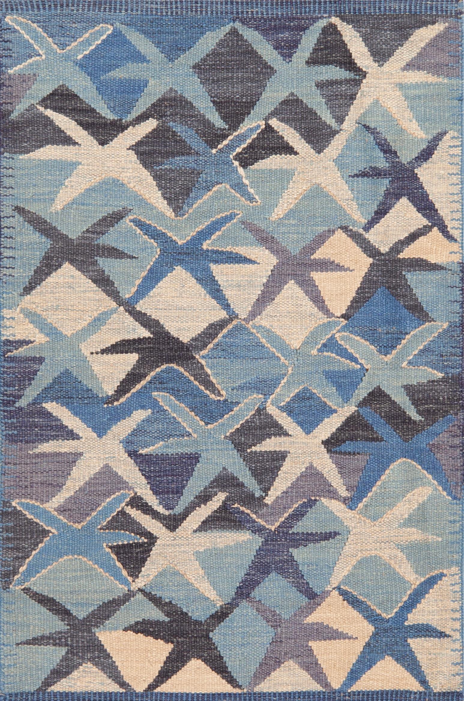 Afghano Nazmiyal Collection Tappeto a trama piatta in stile svedese moderno 3 ft 5 in x 5 ft in vendita