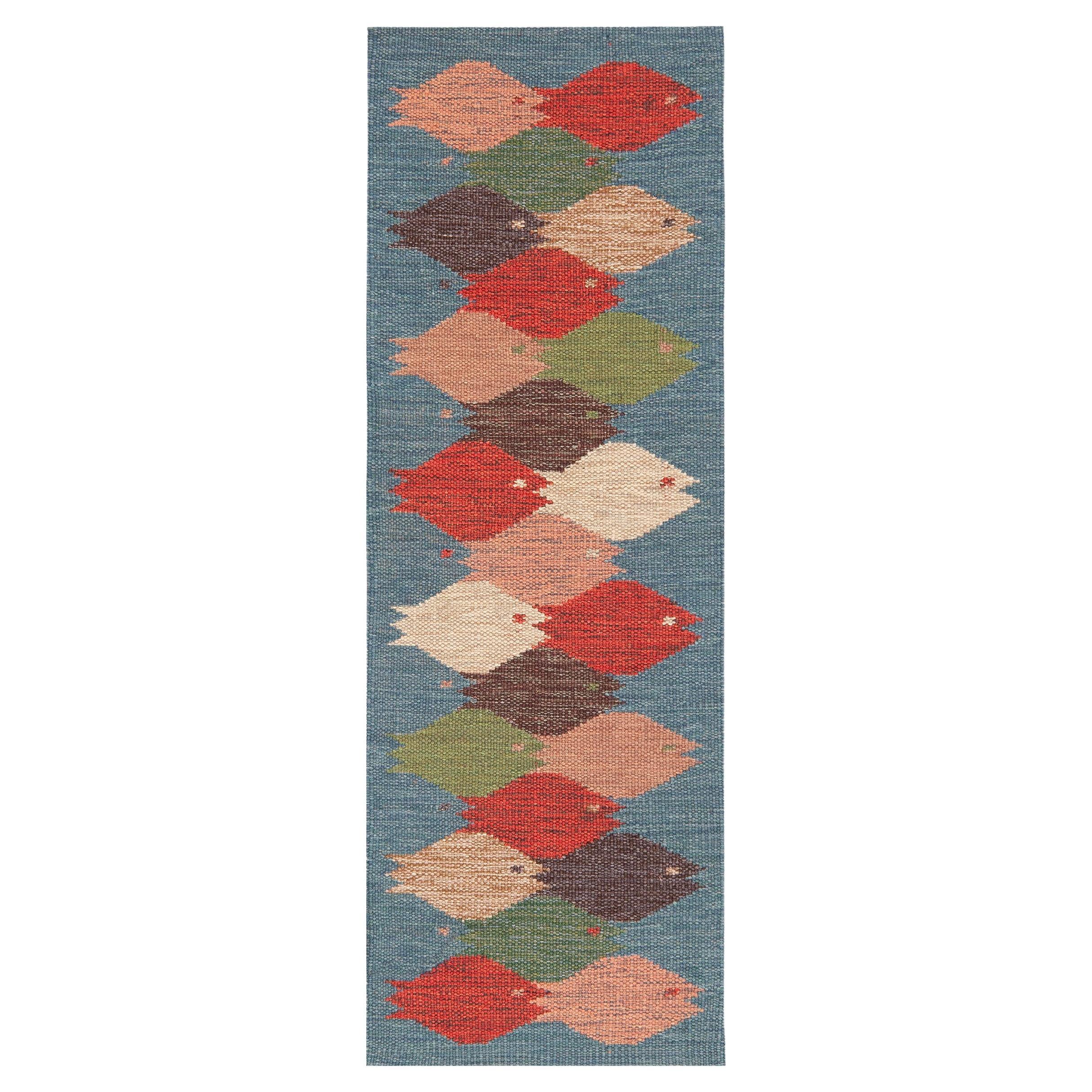 Nazmiyal Collection Tappeto Kilim moderno in stile svedese 2 ft 1 in x 6 ft 1 in