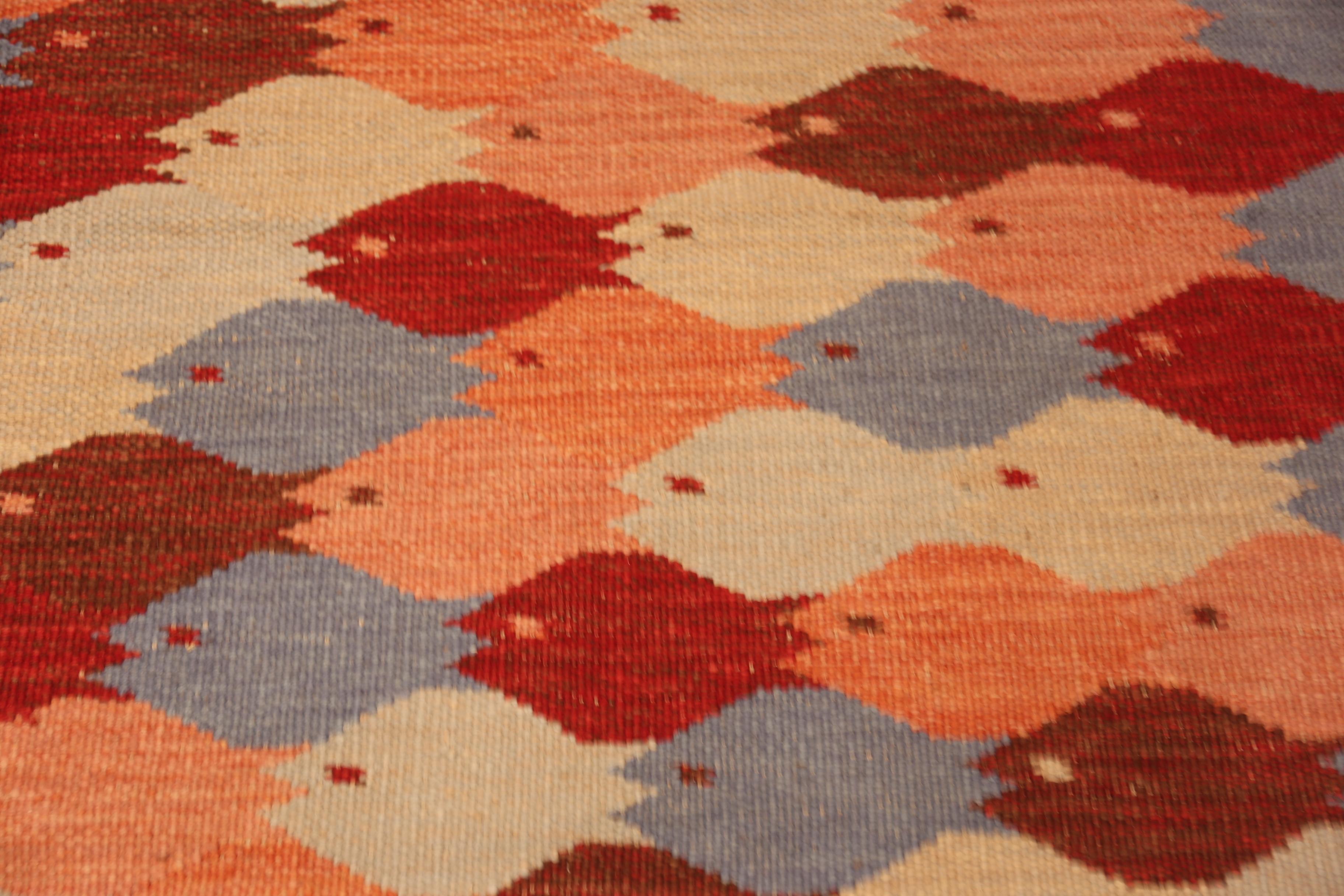 Annodato a mano Nazmiyal Collection Tappeto Kilim moderno in stile svedese 4 ft 2 in x 6 ft in vendita