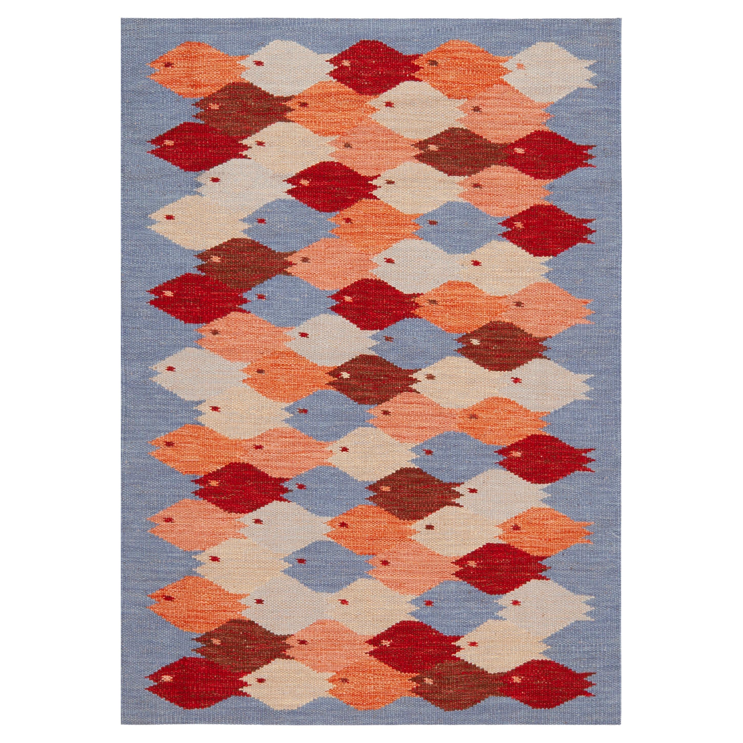 Nazmiyal Collection Tappeto Kilim moderno in stile svedese 4 ft 2 in x 6 ft