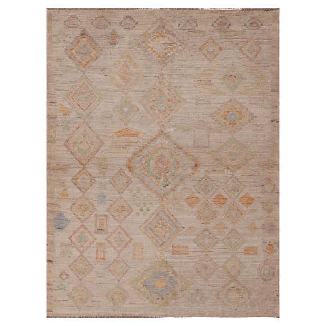 Nazmiyal Collection Square Neutral Geometric Tribal Modern Rug 10'7