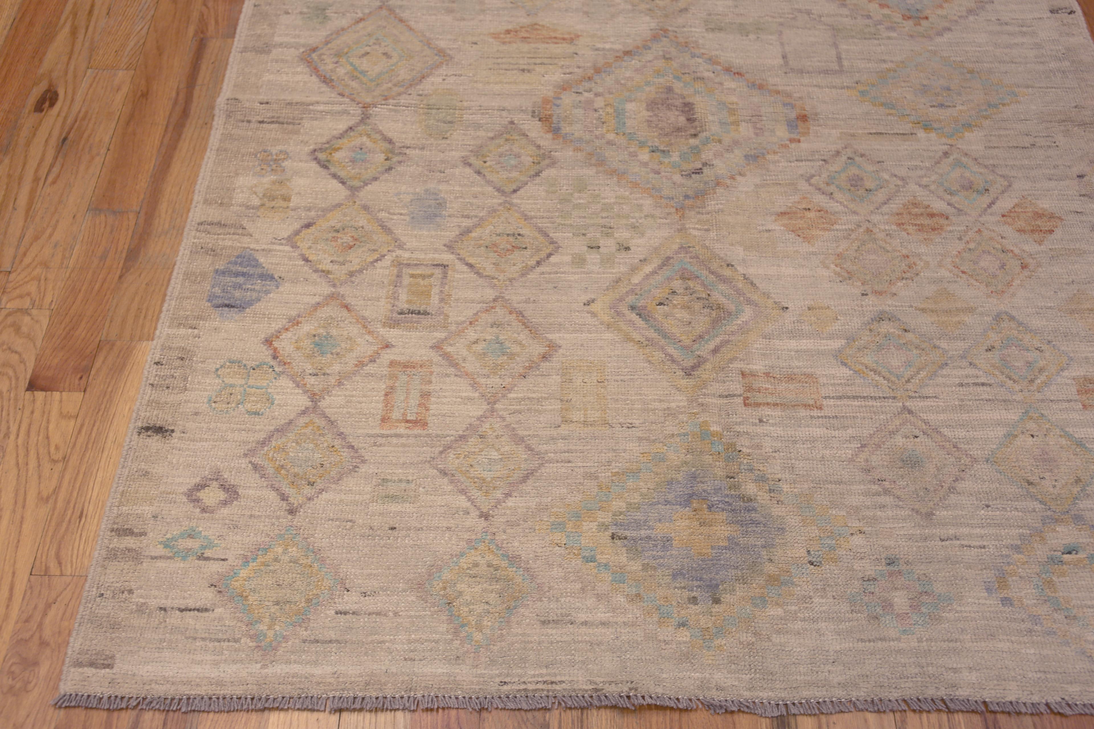 Hand-Knotted Nazmiyal Collection Modern Tribal Geometric Design Rustic Area Rug 5'3