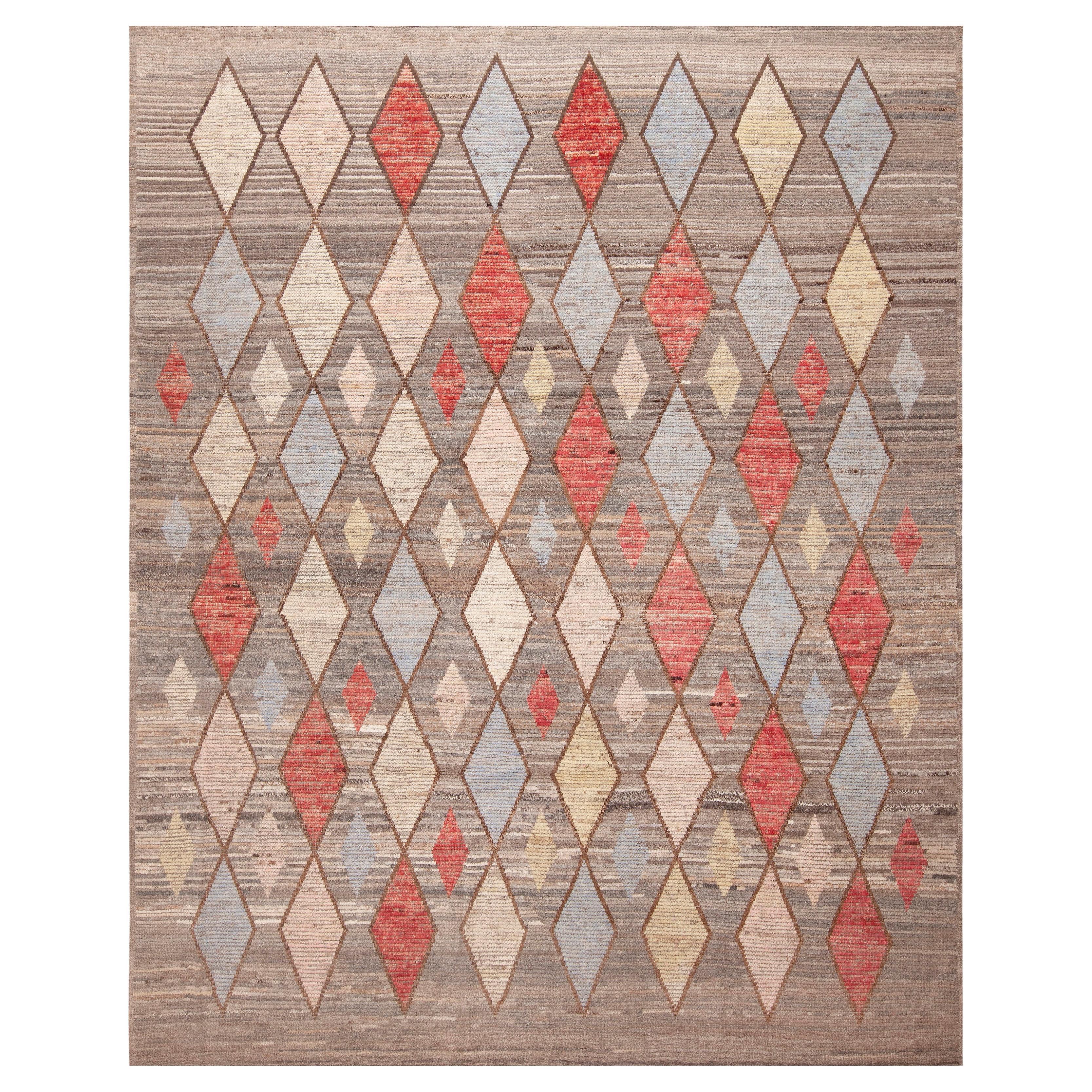Collection Nazmiyal, tapis tribal géométrique à motif de diamants moderne 9'5" x 11'8"