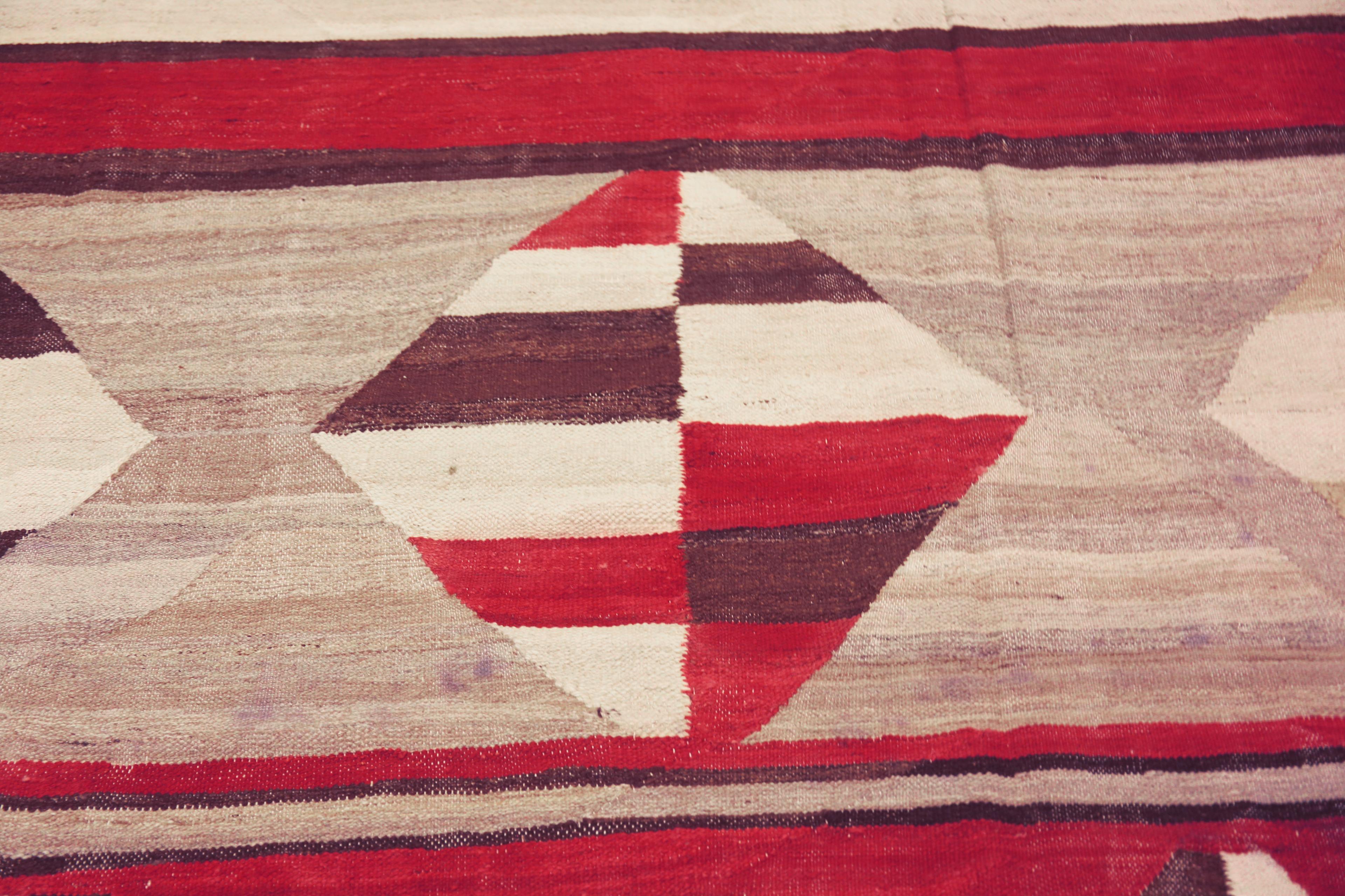Nazmiyal Collection Alfombra Kilim de tejido plano geométrico tribal moderno 8'8