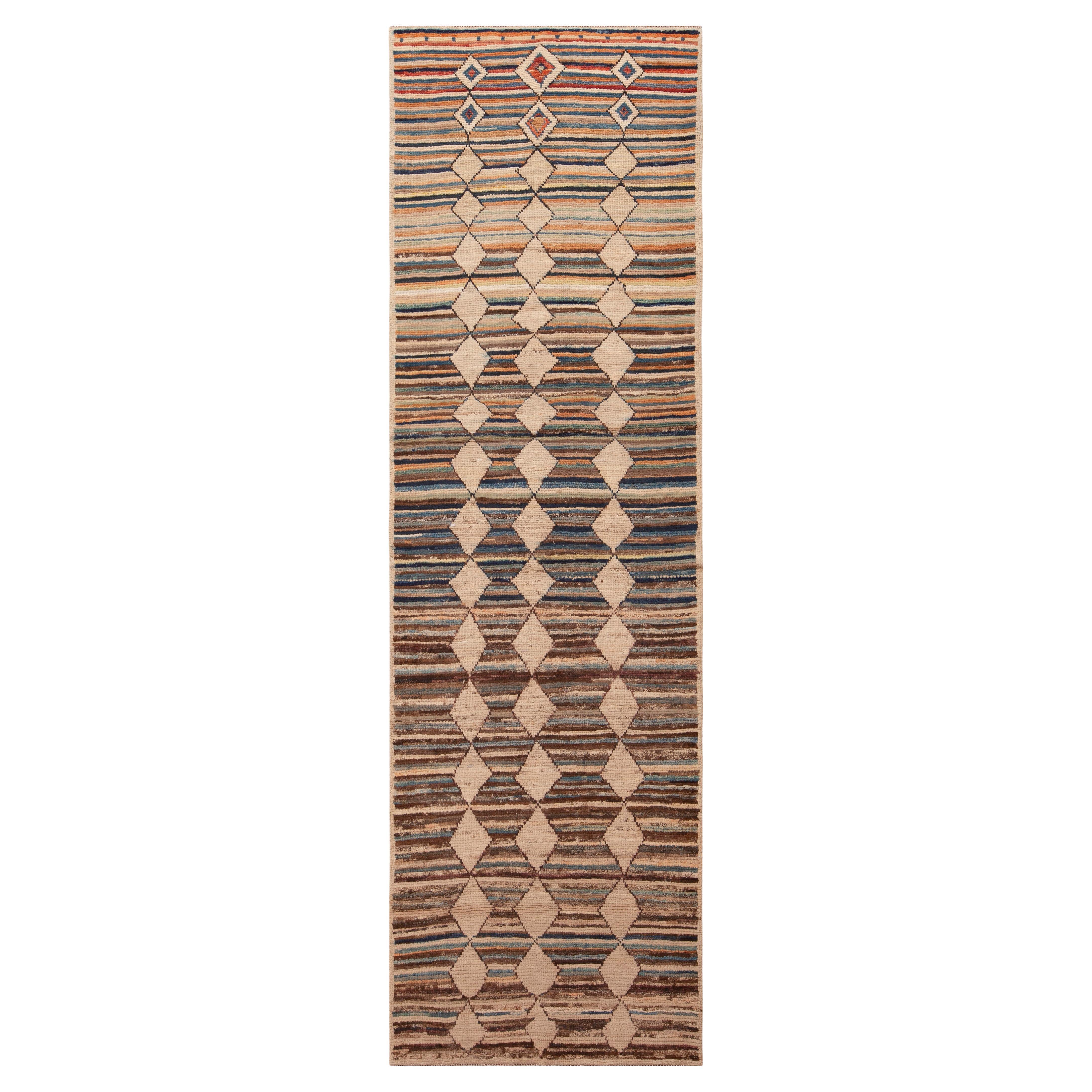 Nazmiyal Collection Modern Tribal Geometric Hallway Runner Rug 2'10" x 9'6" For Sale