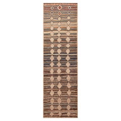 Collection Nazmiyal, tapis de couloir de couloir tribal géométrique moderne 2'10" x 9'6"