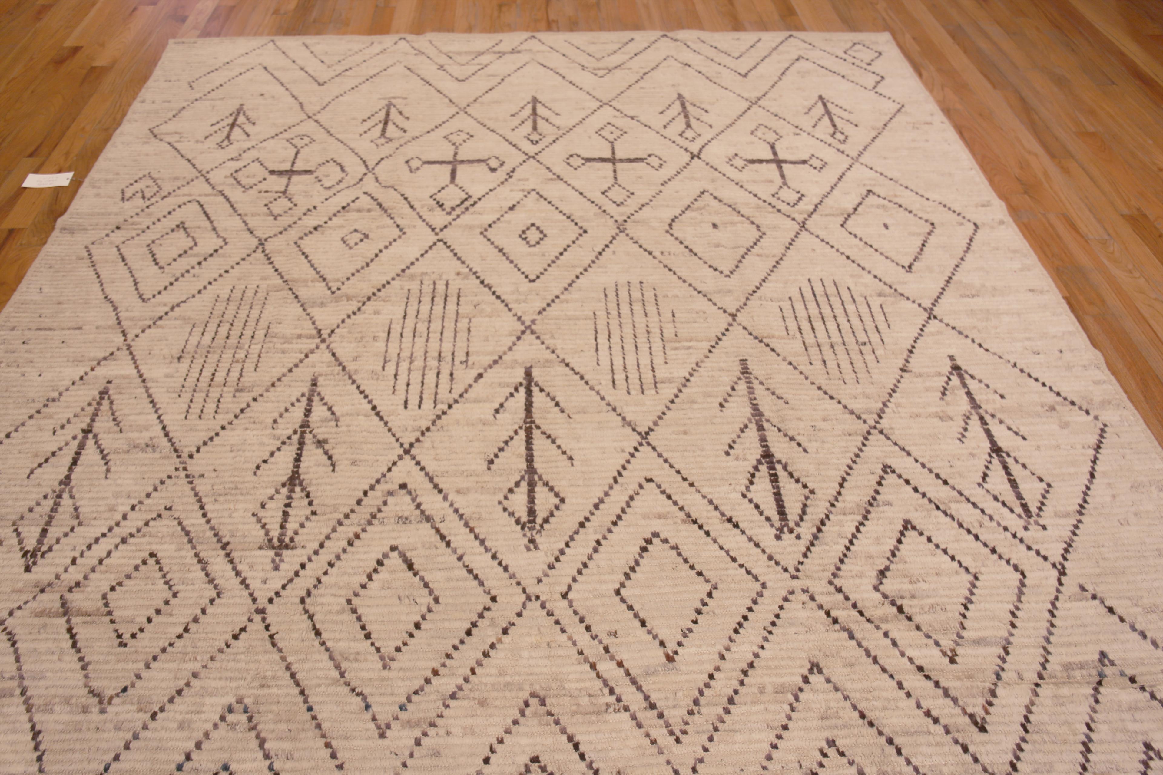 Hand-Knotted Nazmiyal Collection Modern Tribal Moroccan Beni Ourain Design Rug 9'3