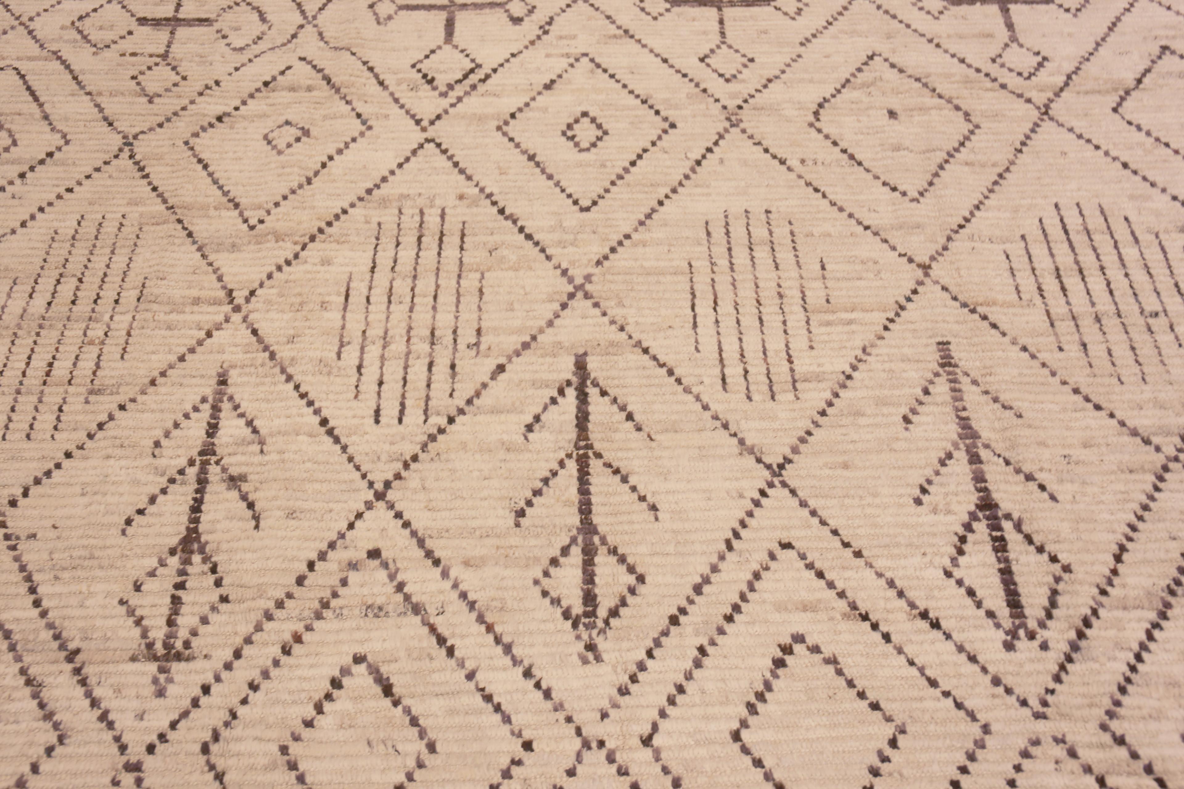 Nazmiyal Collection Modern Tribal Moroccan Beni Ourain Design Rug 9'3