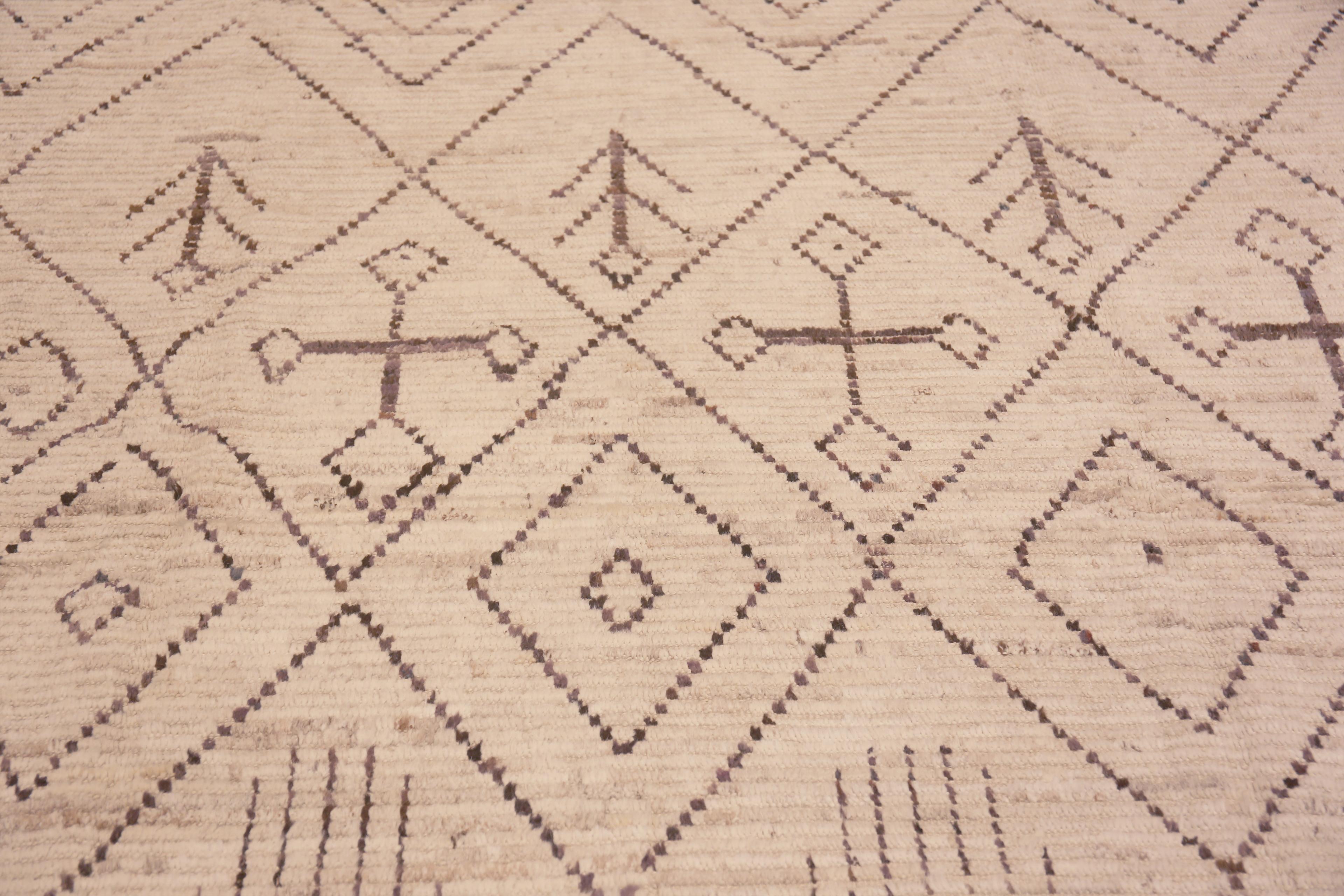 Contemporary Nazmiyal Collection Modern Tribal Moroccan Beni Ourain Design Rug 9'3