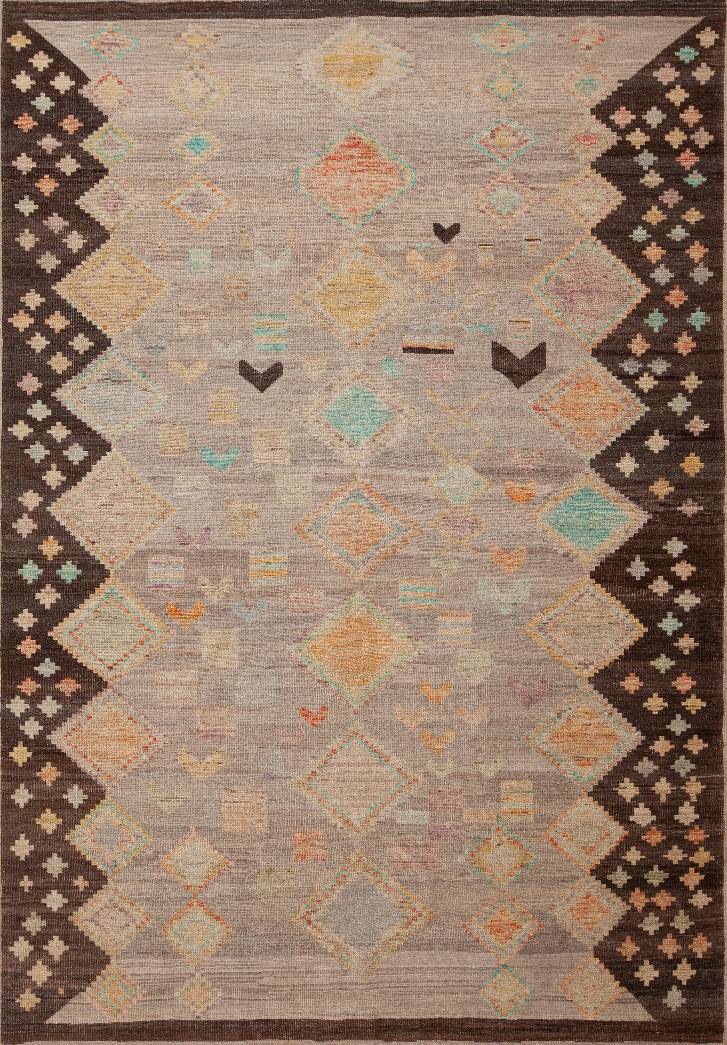 Beautiful Handmade Modern Tribal Primitive Contemporary Nomadic Area Rug, Country of origin: Central Asia, Circa date: Modern Rugs