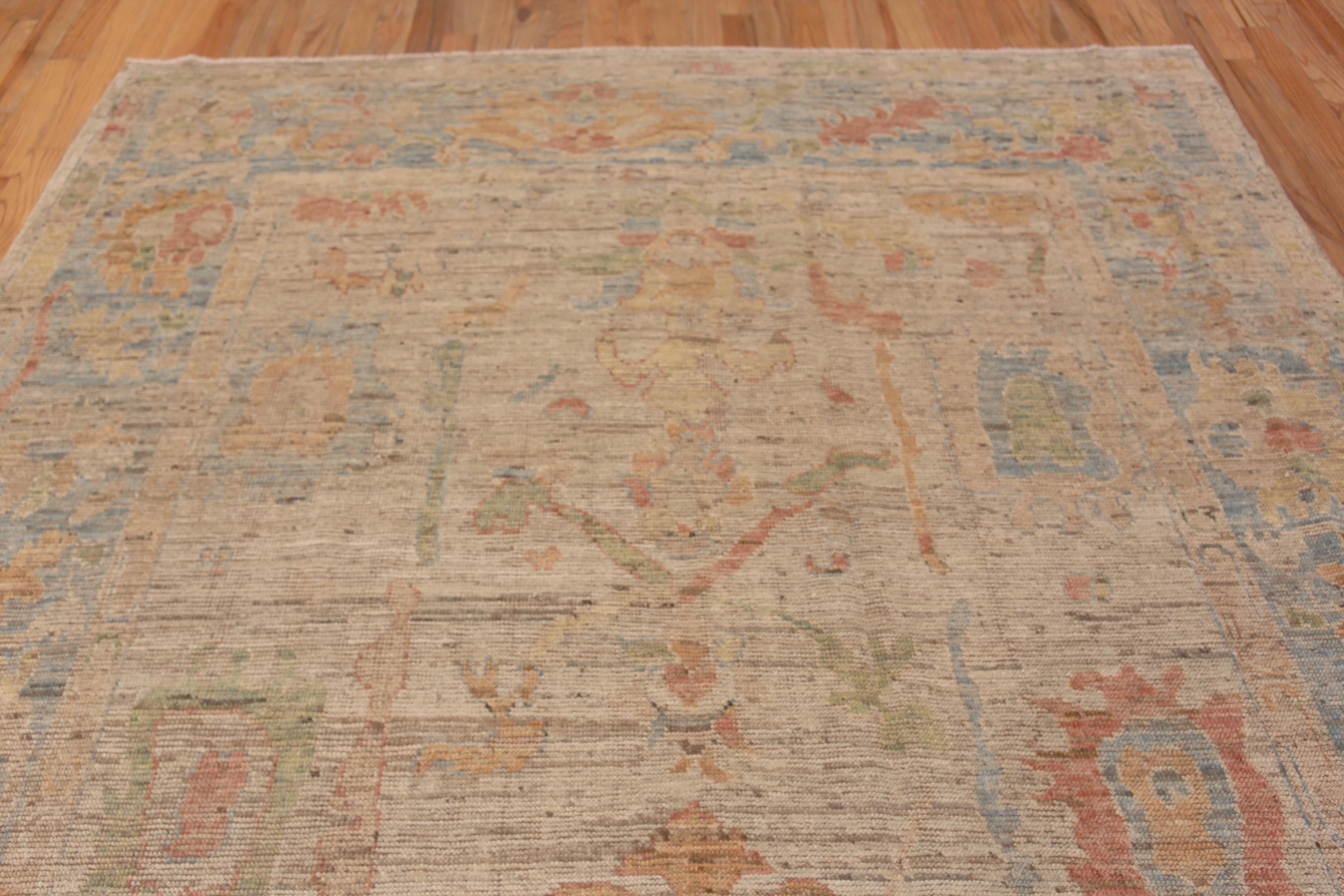 Subtle Colors Modern Turkish Design Oushak Area Rug, Country of Origin: Central Asia, Circa date: Modern Rugs