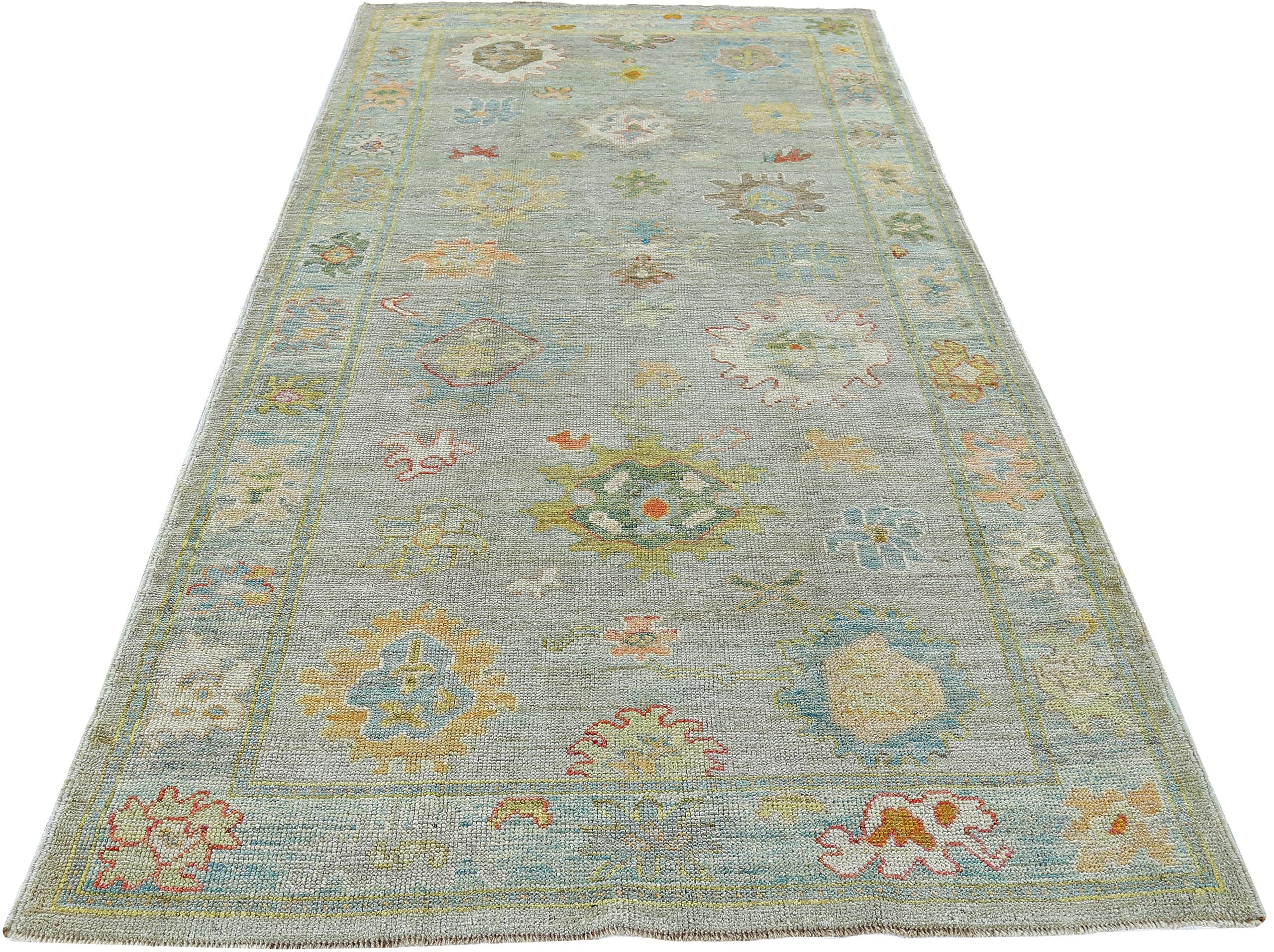 Hand-Knotted Nazmiyal Collection Modern Turkish Oushak Rug 5 ft 4 in x 10 ft 4 in