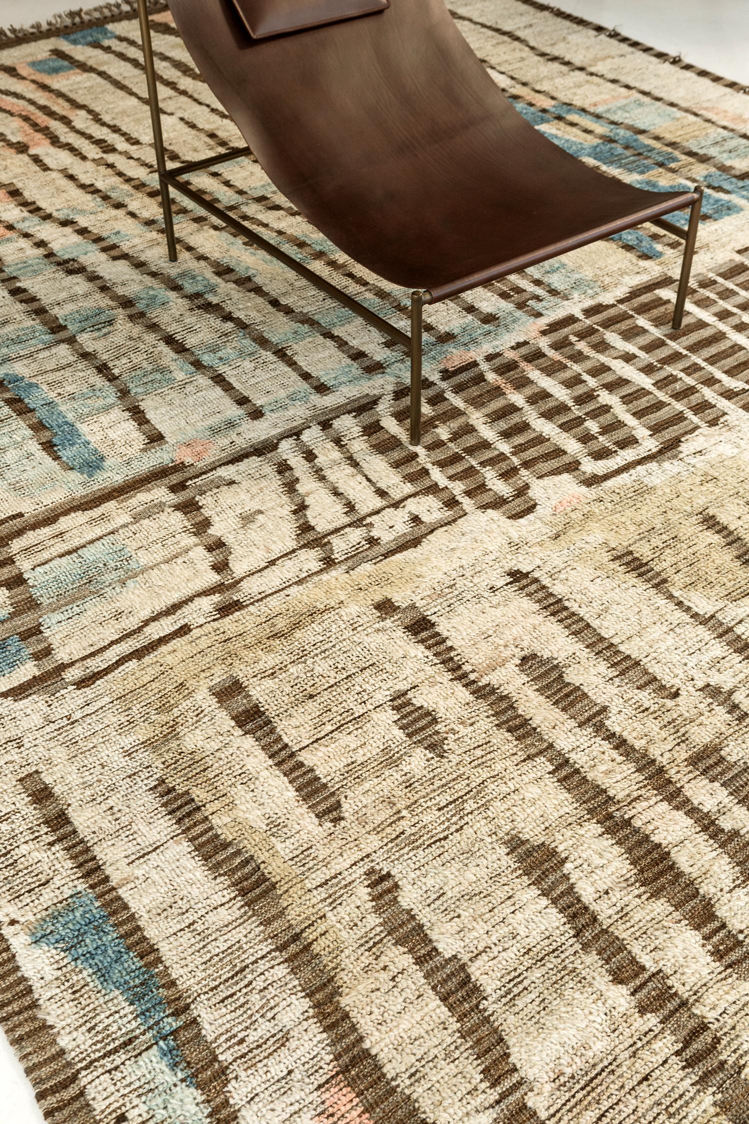 Charming Nature Inspired Colors Modern Distressed Rug, Country of Origin: Afghanistan, Circa Date: Modern. 9 ft 11 in x 13 ft 6 in (3.02 m x 4.11 m)