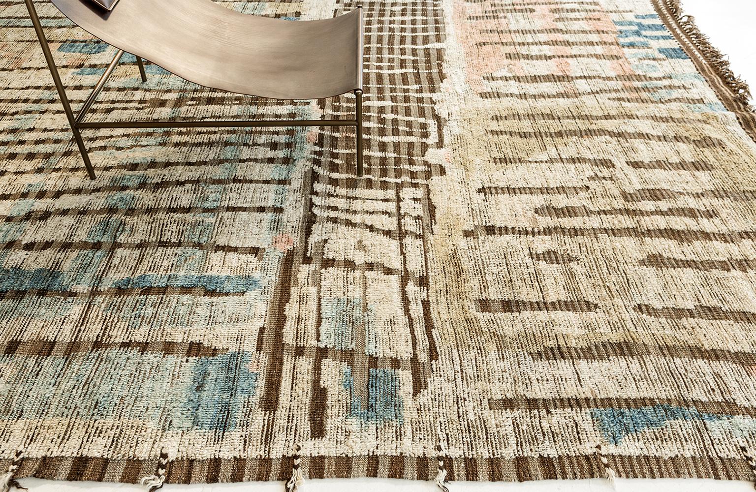 Hand-Knotted Nazmiyal Collection Nature Colors Modern Distressed Rug 9 ft 11 in x 13 ft 6 in
