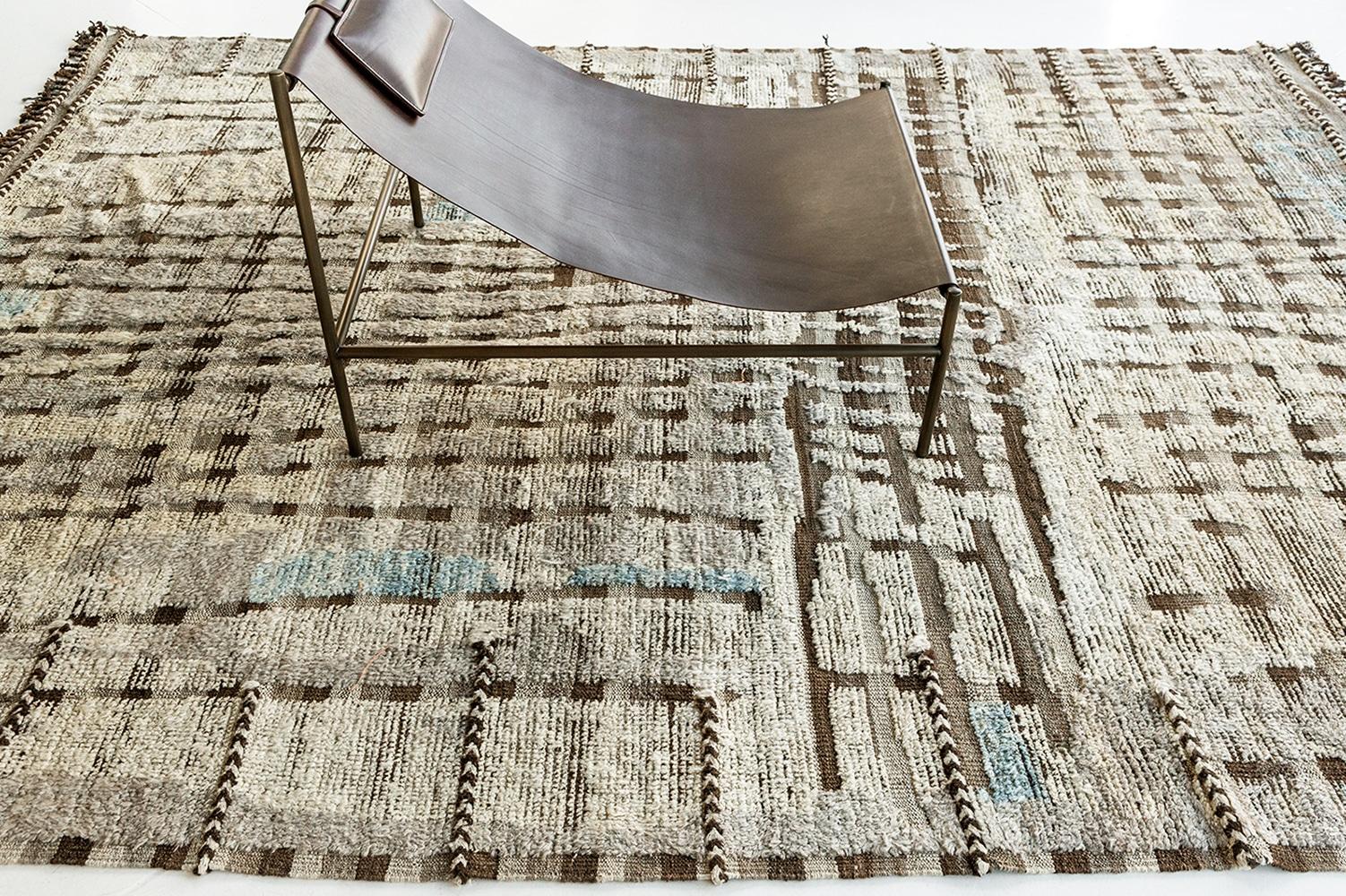 Charming Nature Tones Textured Modern Distressed Rug, Country of Origin: Afghanistan, Circa Date: Modern – This gorgeous modern distressed area rug from Afghanistan is the perfect way to give any space a modern and updated look. It uses natural