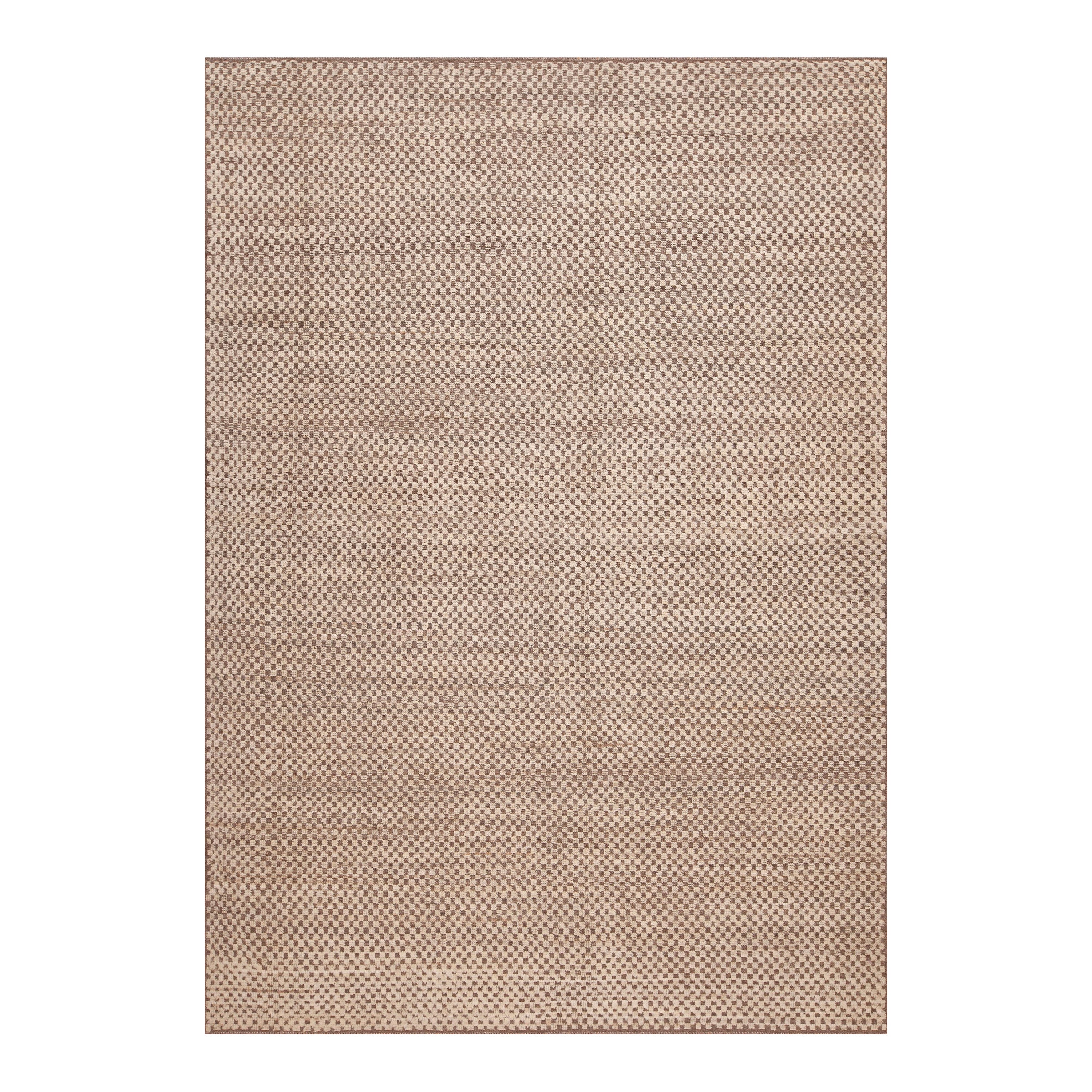 Nazmiyal Collection Tappeto Geometrico Moderno a Scacchiera Neutra 7' x 9'8"