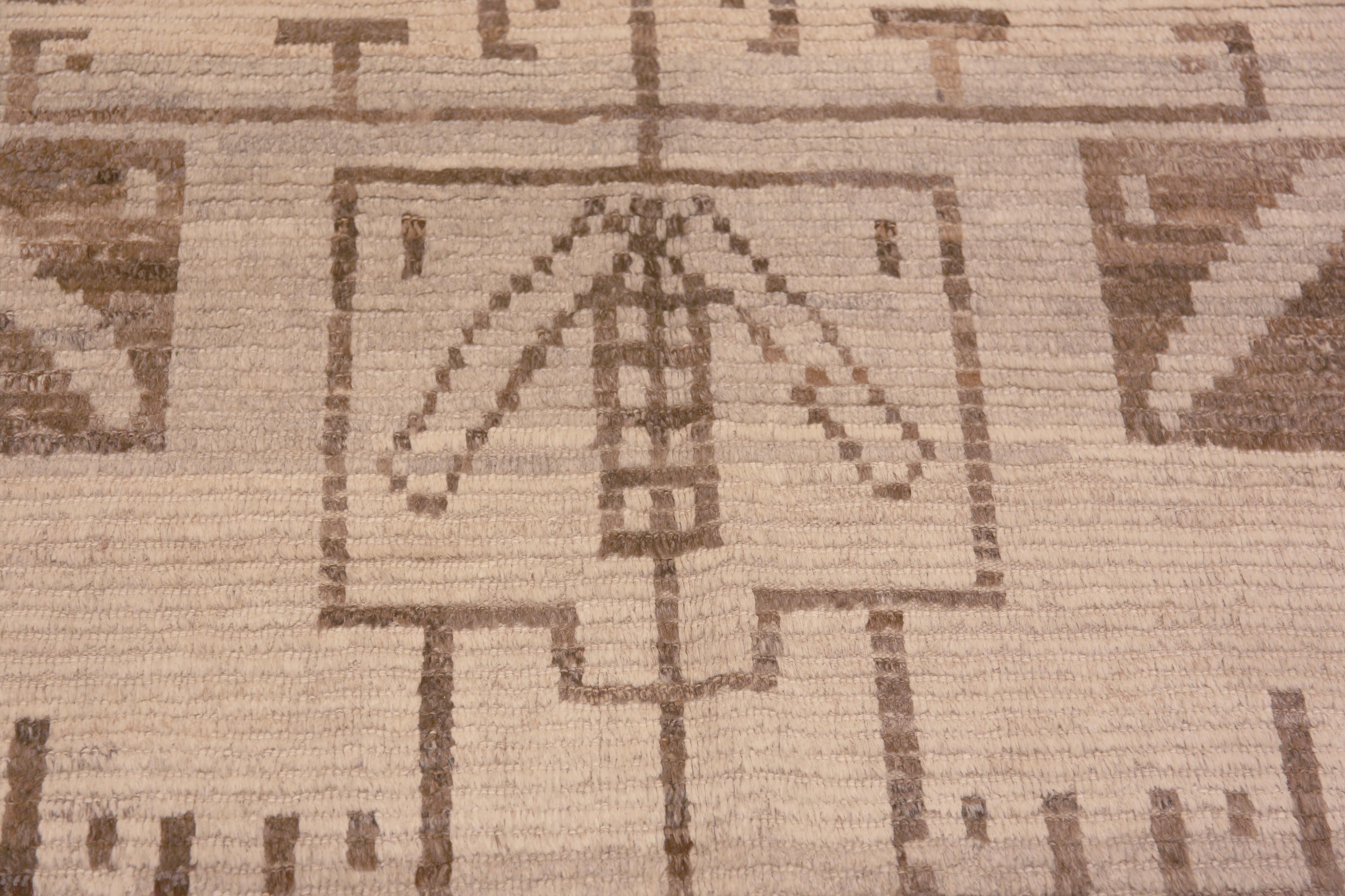 Nazmiyal Kollektion Neutral Creme Tribal Geometrischer moderner Teppich 6'8
