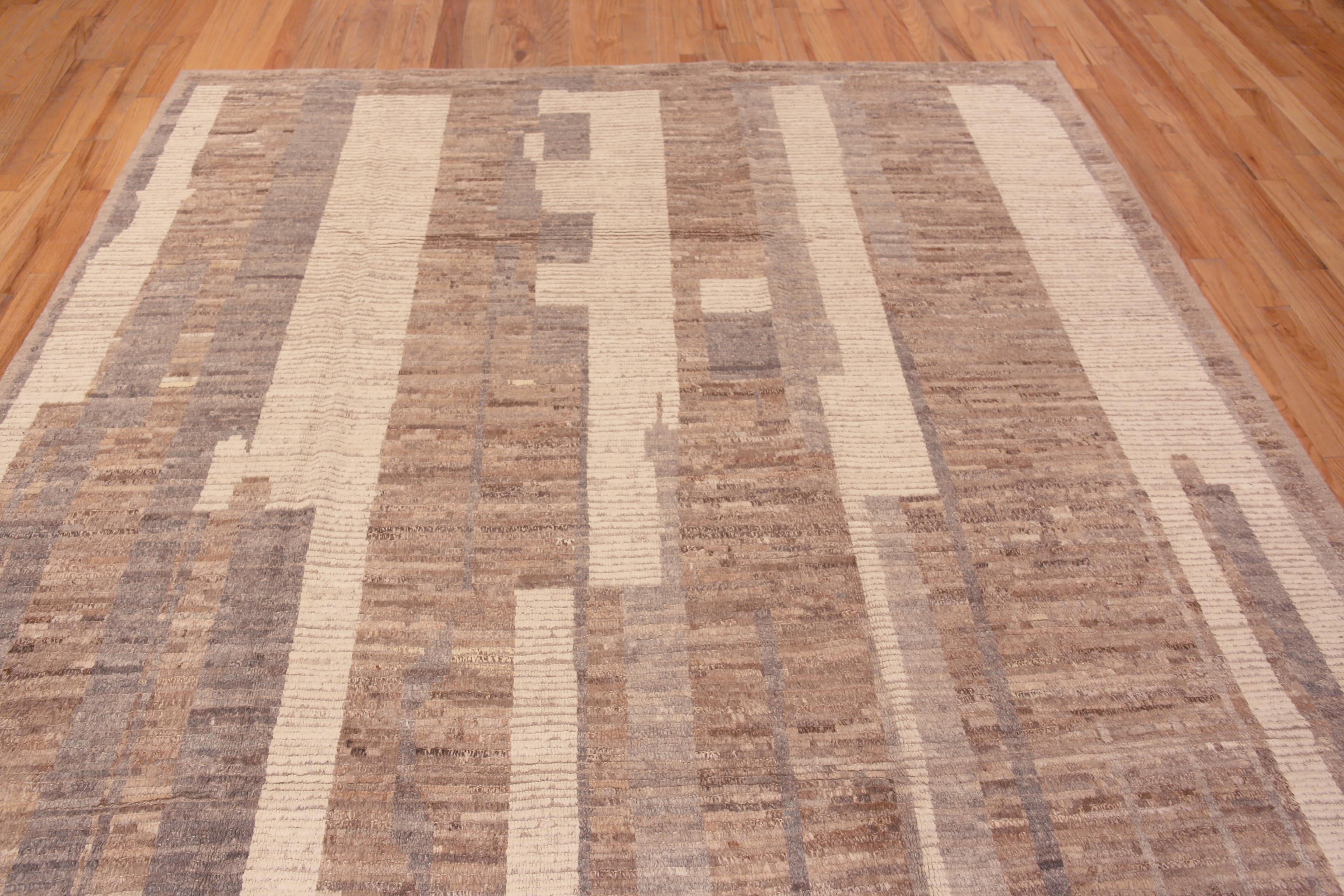 Primitive Neutral Earthy Brown Grey Cream Geometric Contemporary Modern Area Rug, Country of origin: Central Asia, Circa date: Modern Rugs