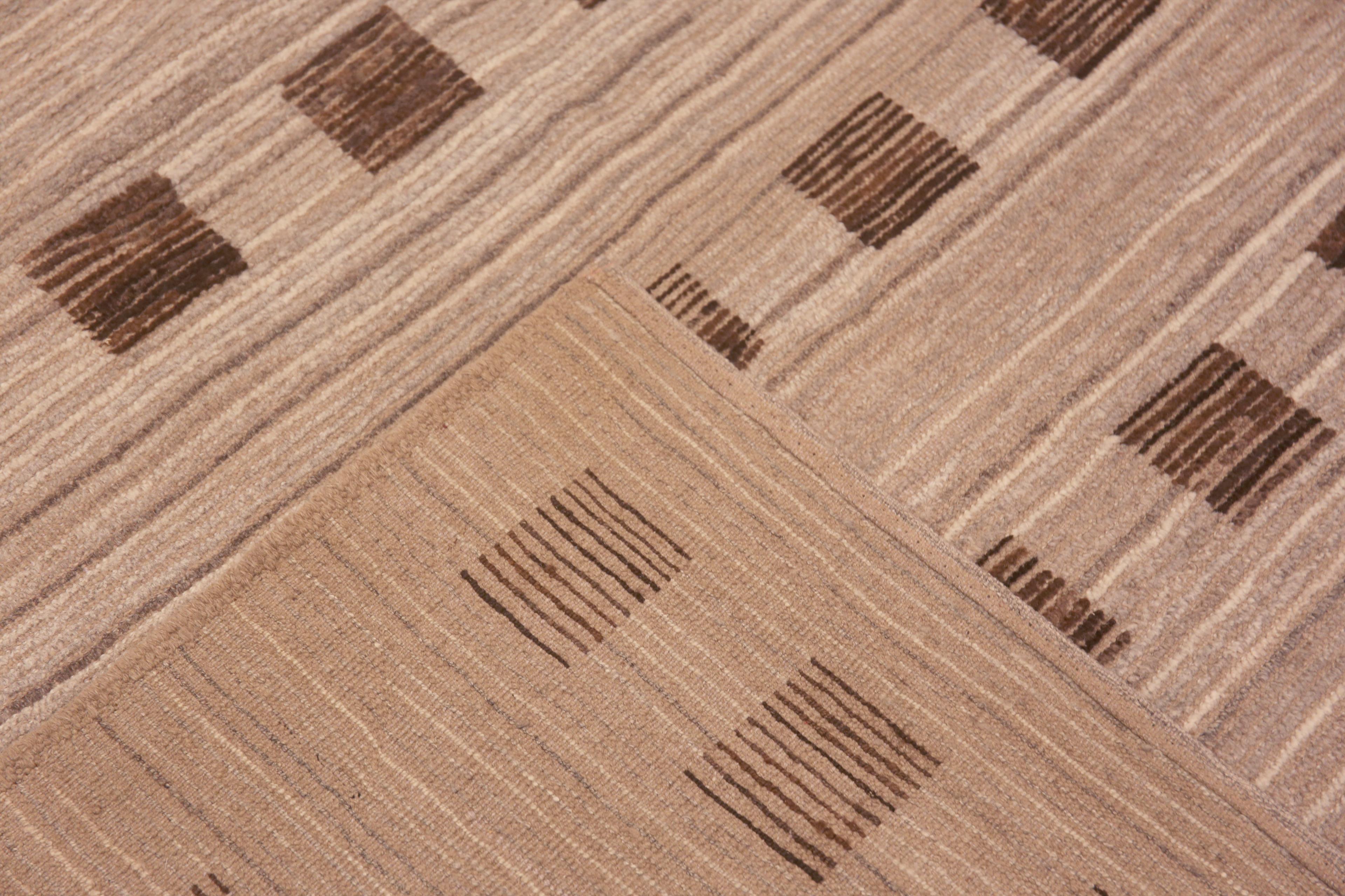 XXI secolo e contemporaneo Collection'S Neutral Geometric Squares Pattern Tappeto moderno 10'5