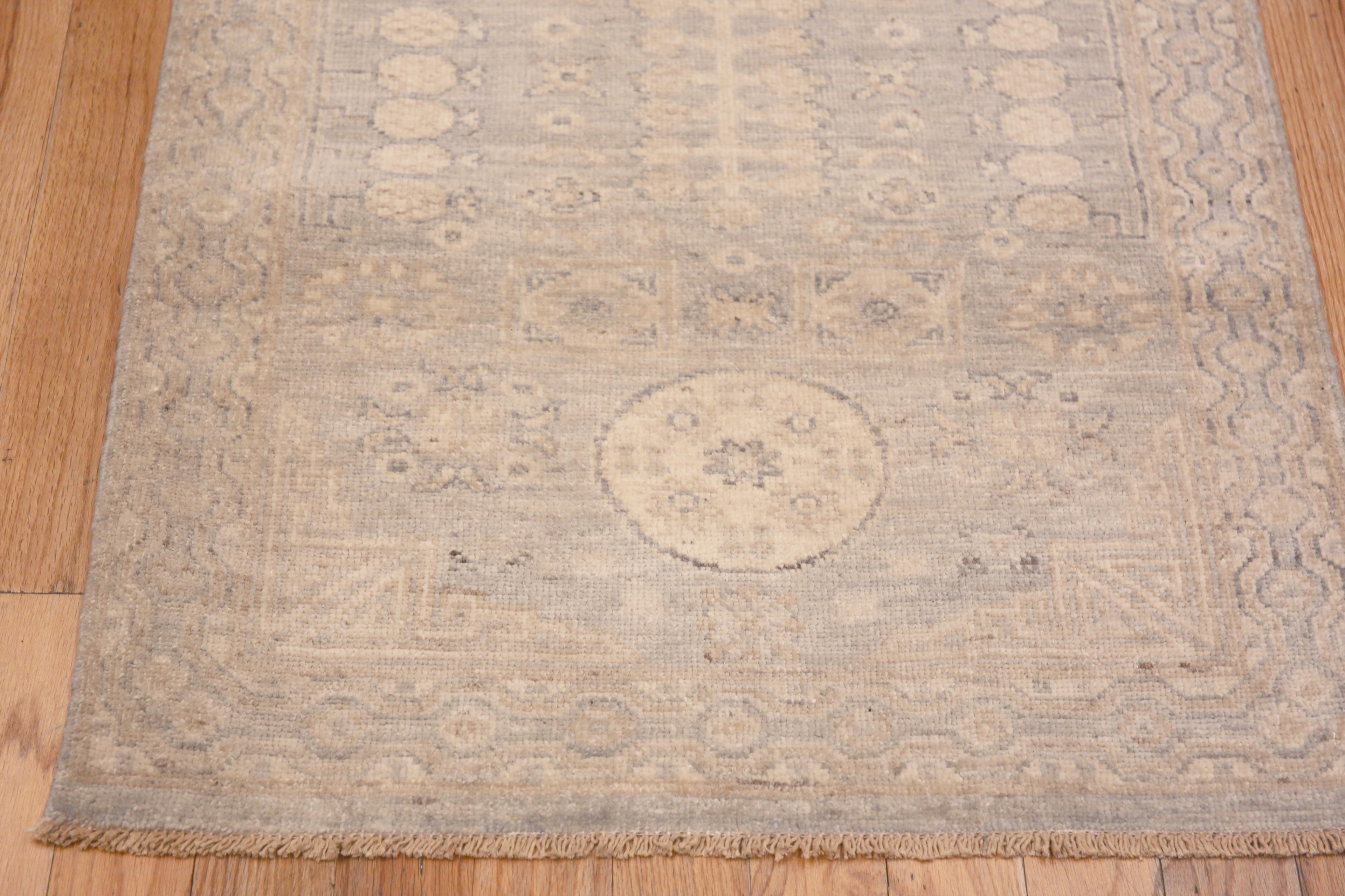 Wool Nazmiyal Collection Neutral Khotan Pomegranate Modern Runner Rug 2'9