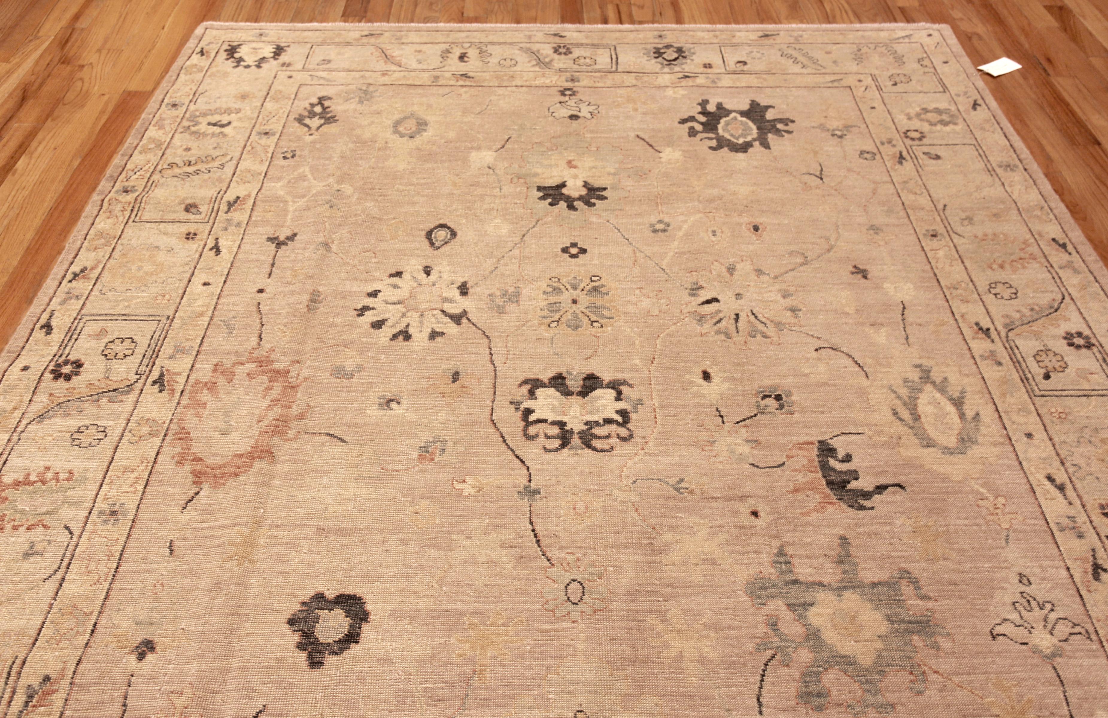 Centrasiatique Collection Nazmiyal, couleur claire neutre, tapis turc Oushak moderne de 8'4