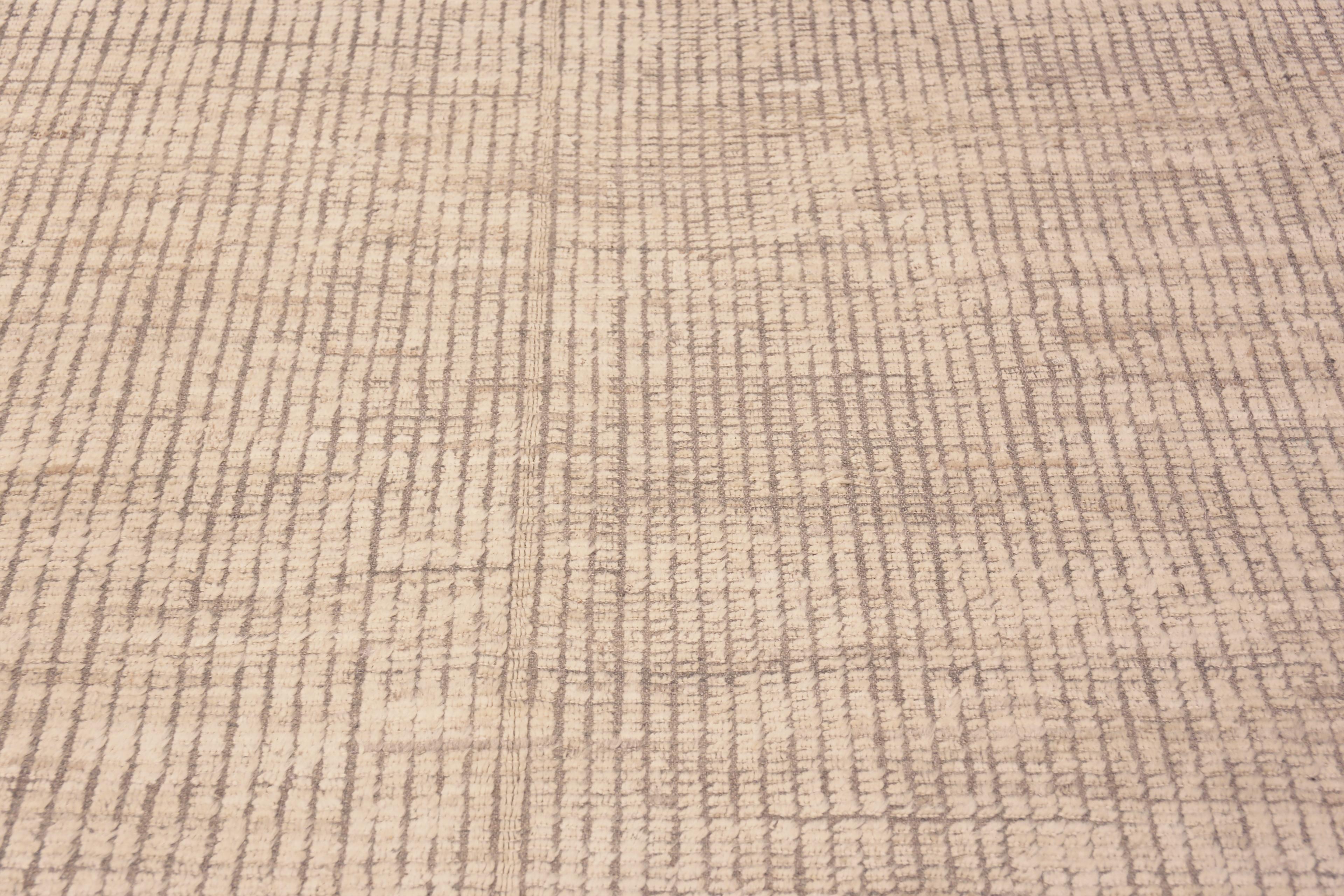 Central Asian Nazmiyal Collection Neutral Minimalist Cream Color Modern Rug 13'10