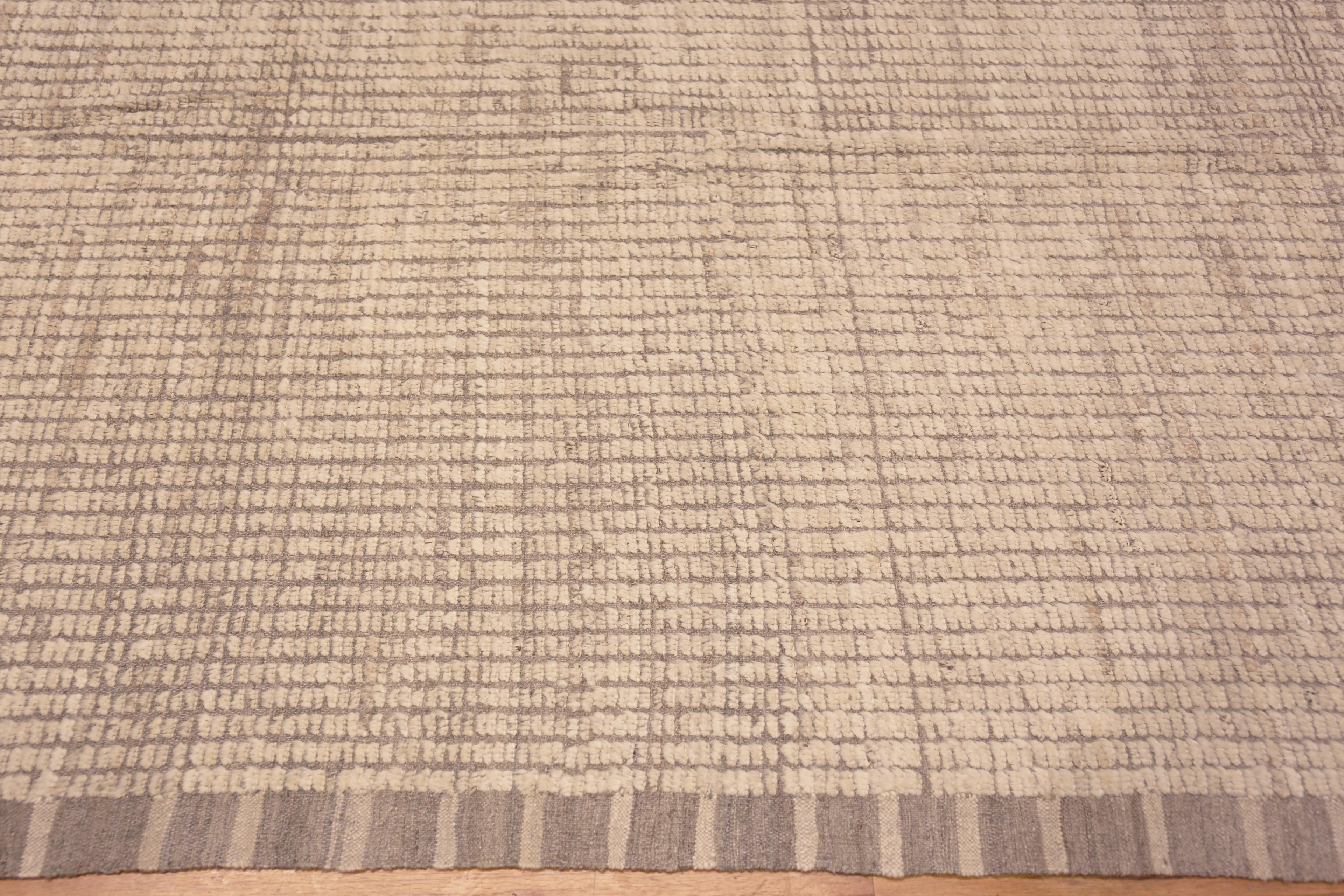 Hand-Knotted  Nazmiyal Collection Neutral Minimalist Cream Color Modern Rug 13'10